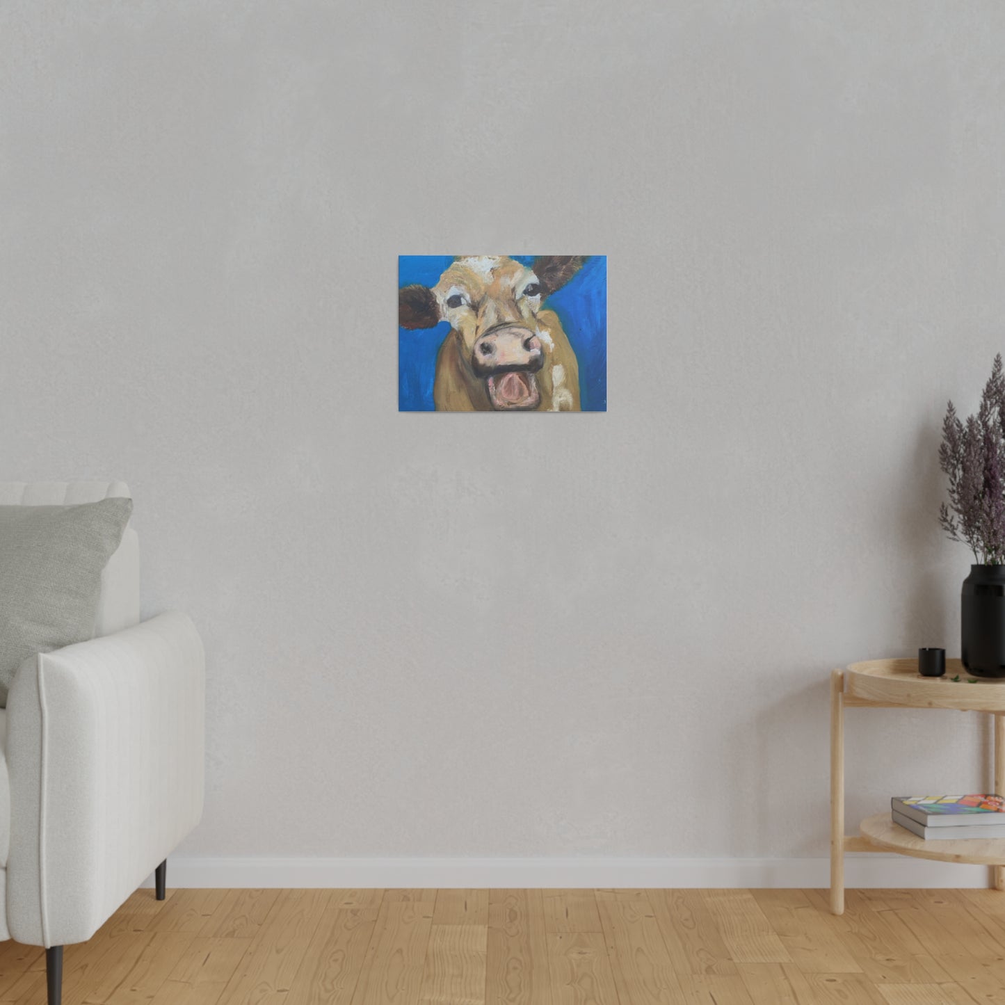 Happy Cow     Oil painting print Matte Canvas, Stretched, 0.75"