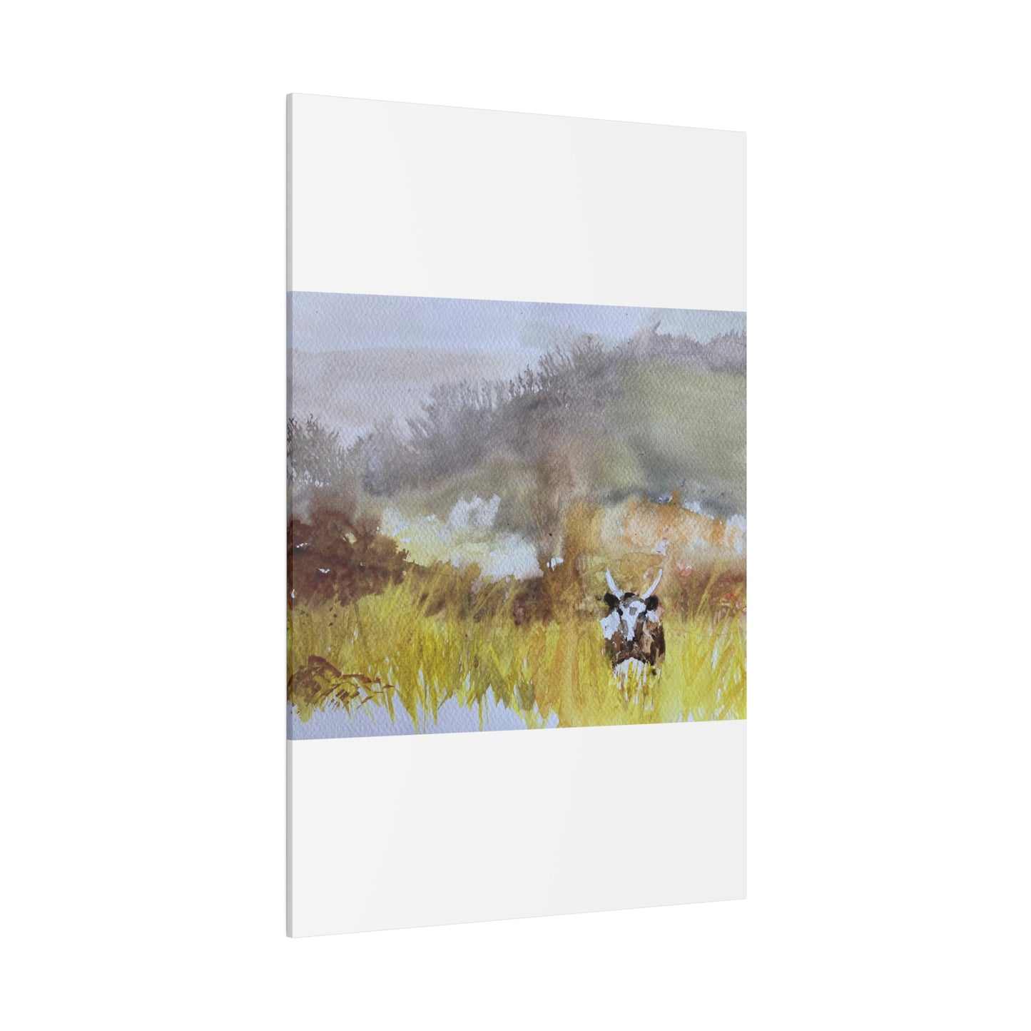 Autumn Landscape with a Tetford Longhorn Cow Matte Canvas, Stretched, 0.75"