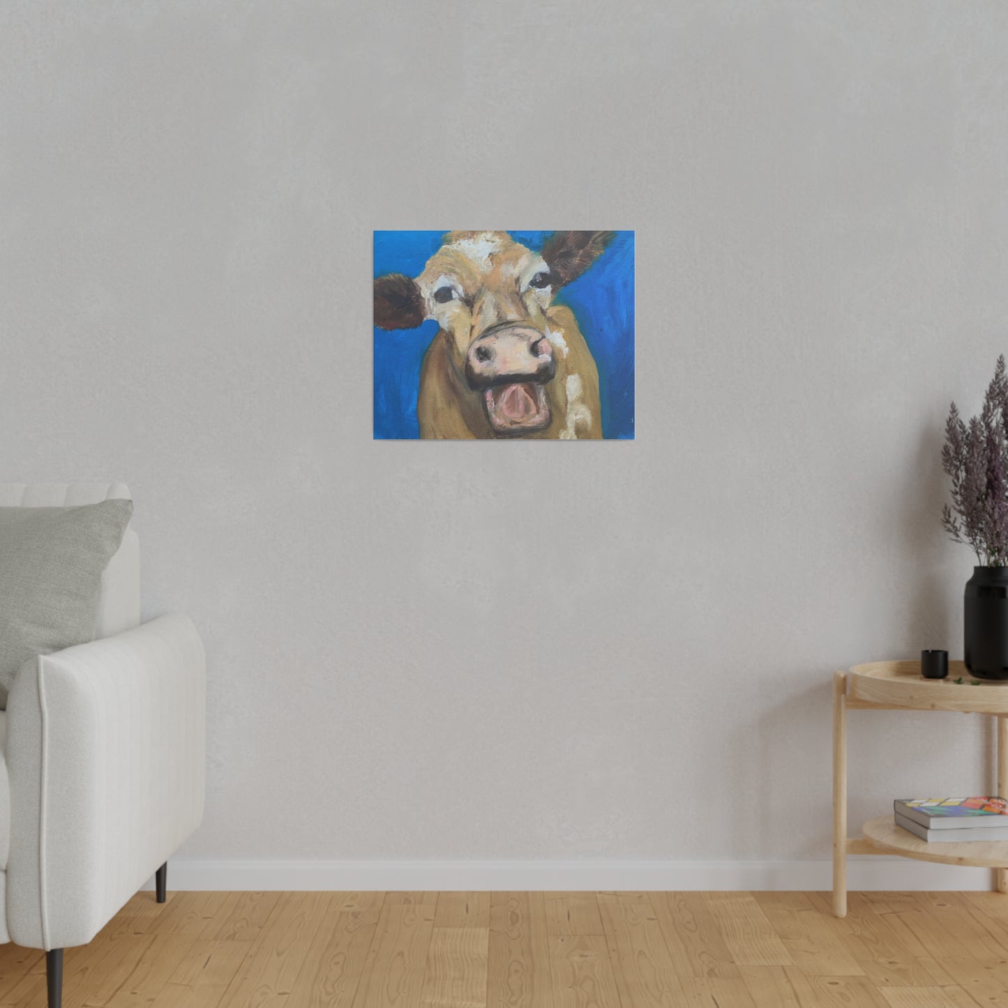 Happy Cow     Oil painting print Matte Canvas, Stretched, 0.75"