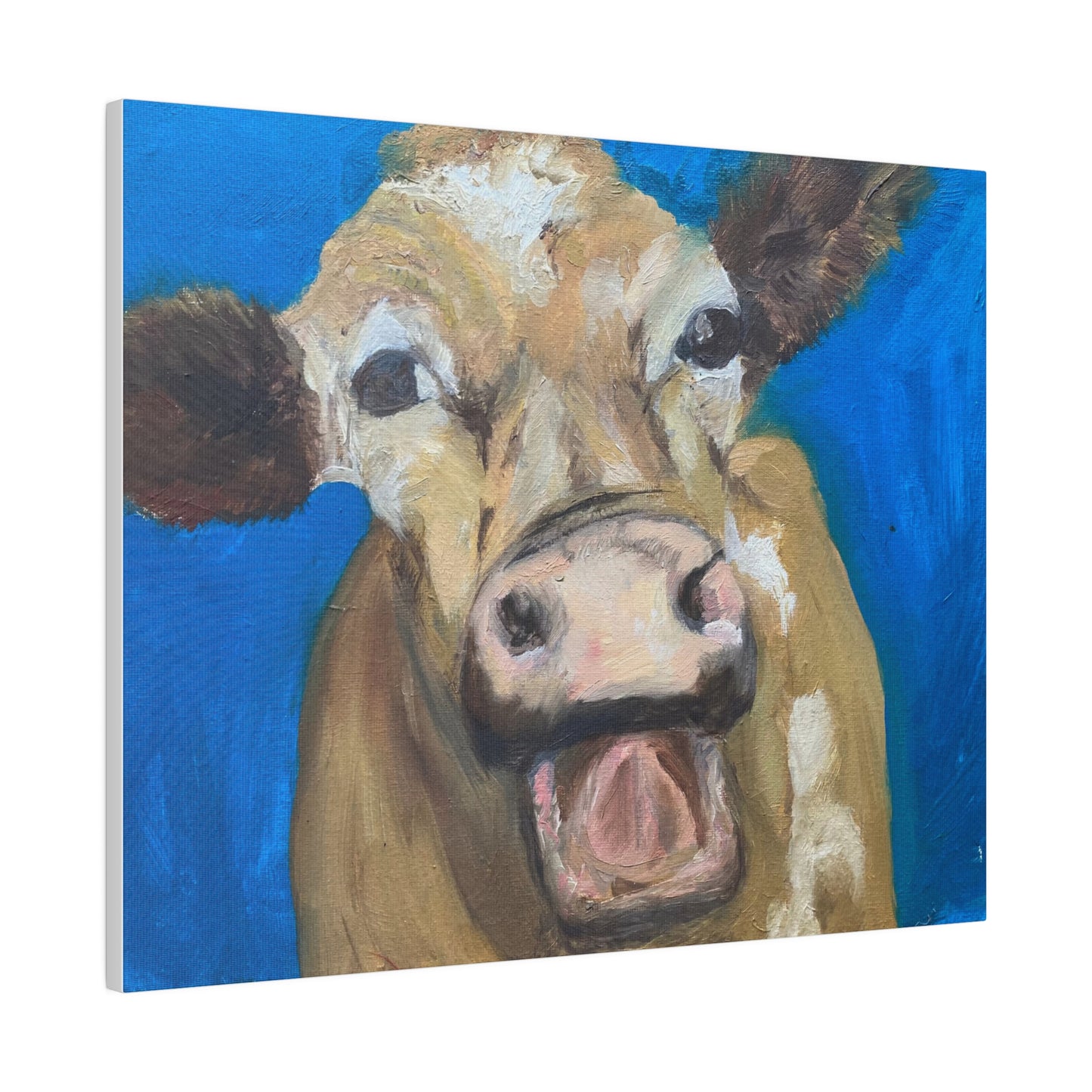 Happy Cow     Oil painting print Matte Canvas, Stretched, 0.75"