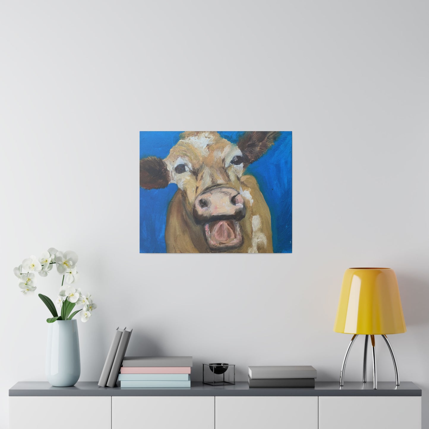 Happy Cow     Oil painting print Matte Canvas, Stretched, 0.75"