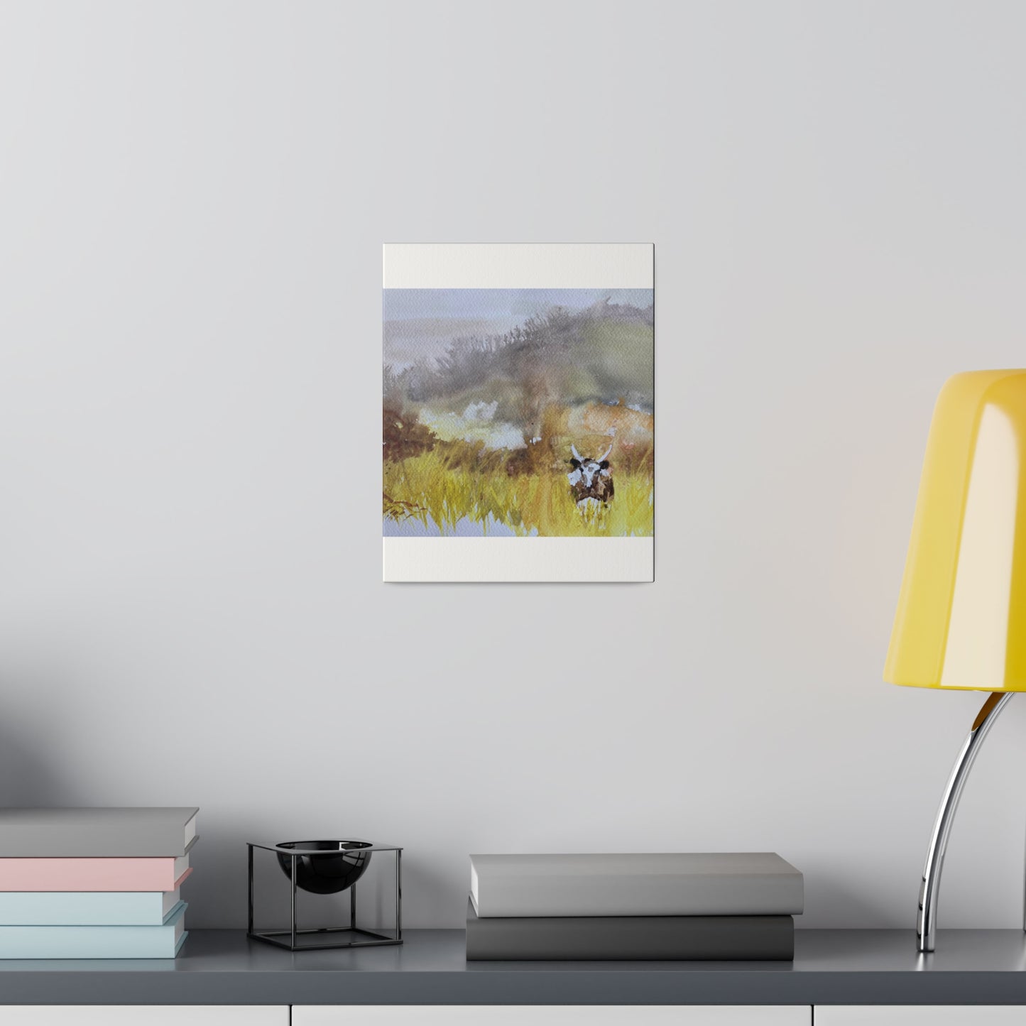 Autumn Landscape with a Tetford Longhorn Cow Matte Canvas, Stretched, 0.75"