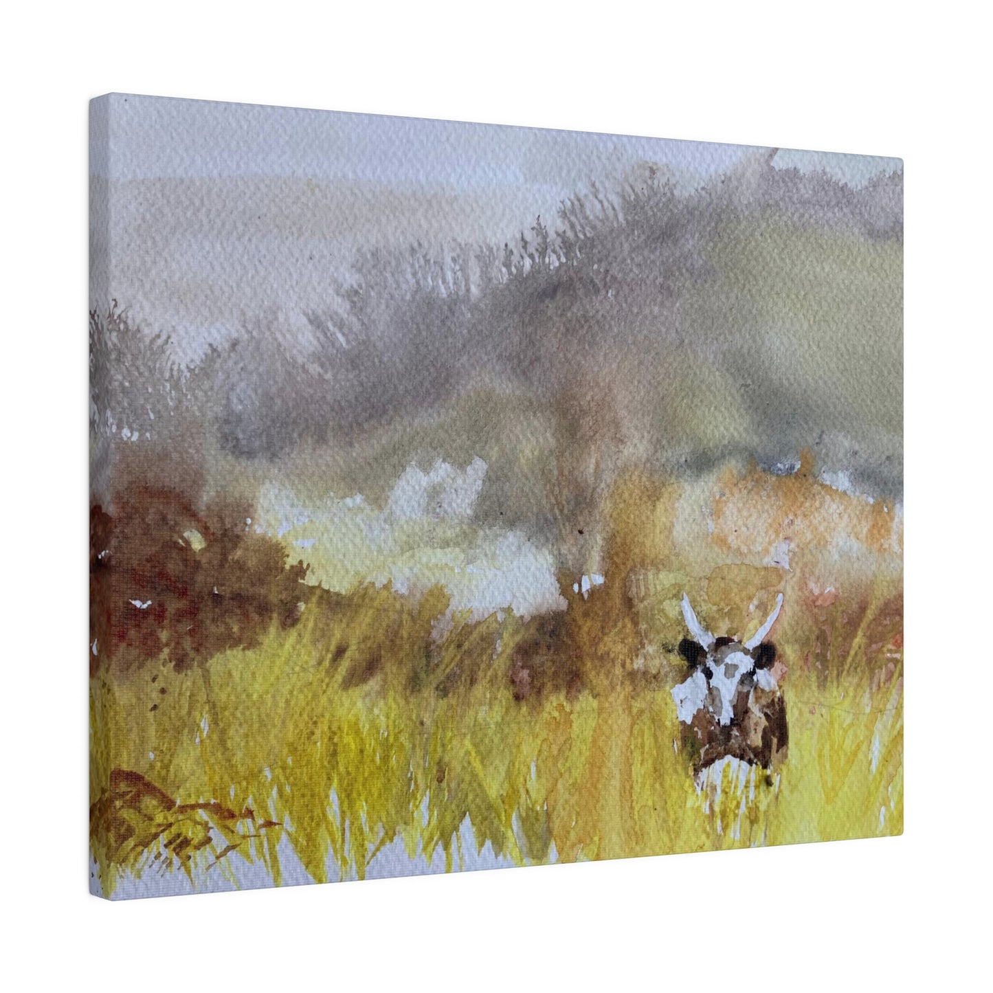 Autumn Landscape with a Tetford Longhorn Cow Matte Canvas, Stretched, 0.75"