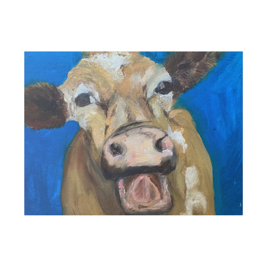 Happy Cow     Oil painting print Matte Canvas, Stretched, 0.75"