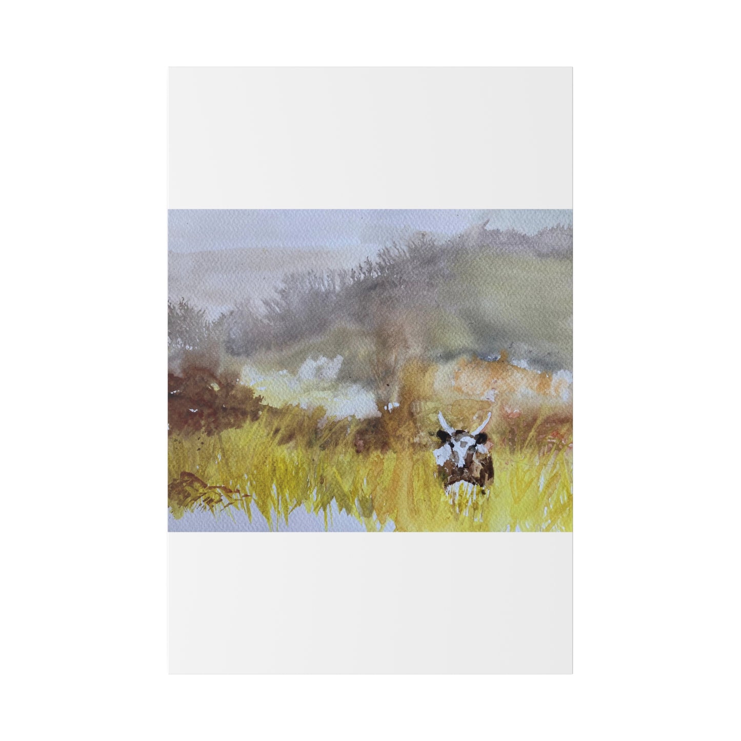 Autumn Landscape with a Tetford Longhorn Cow Matte Canvas, Stretched, 0.75"