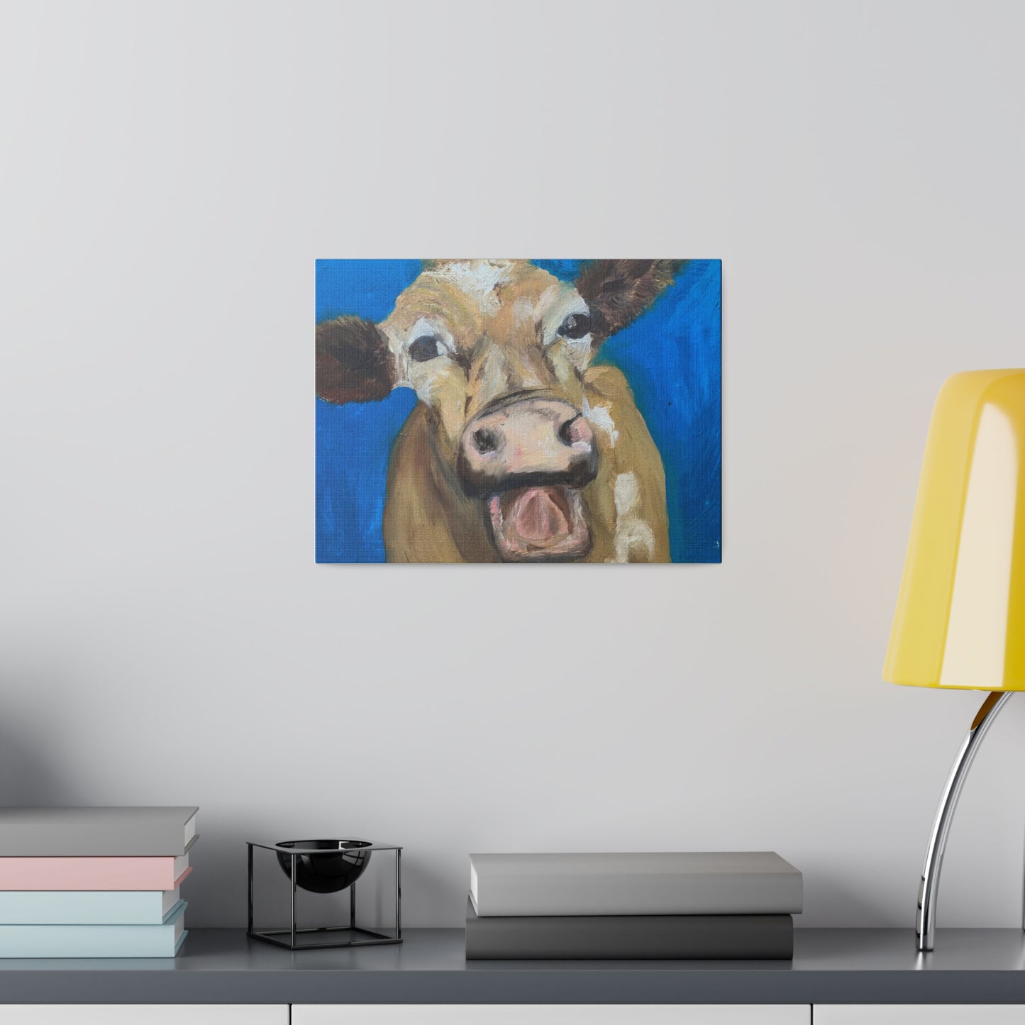 Happy Cow     Oil painting print Matte Canvas, Stretched, 0.75"