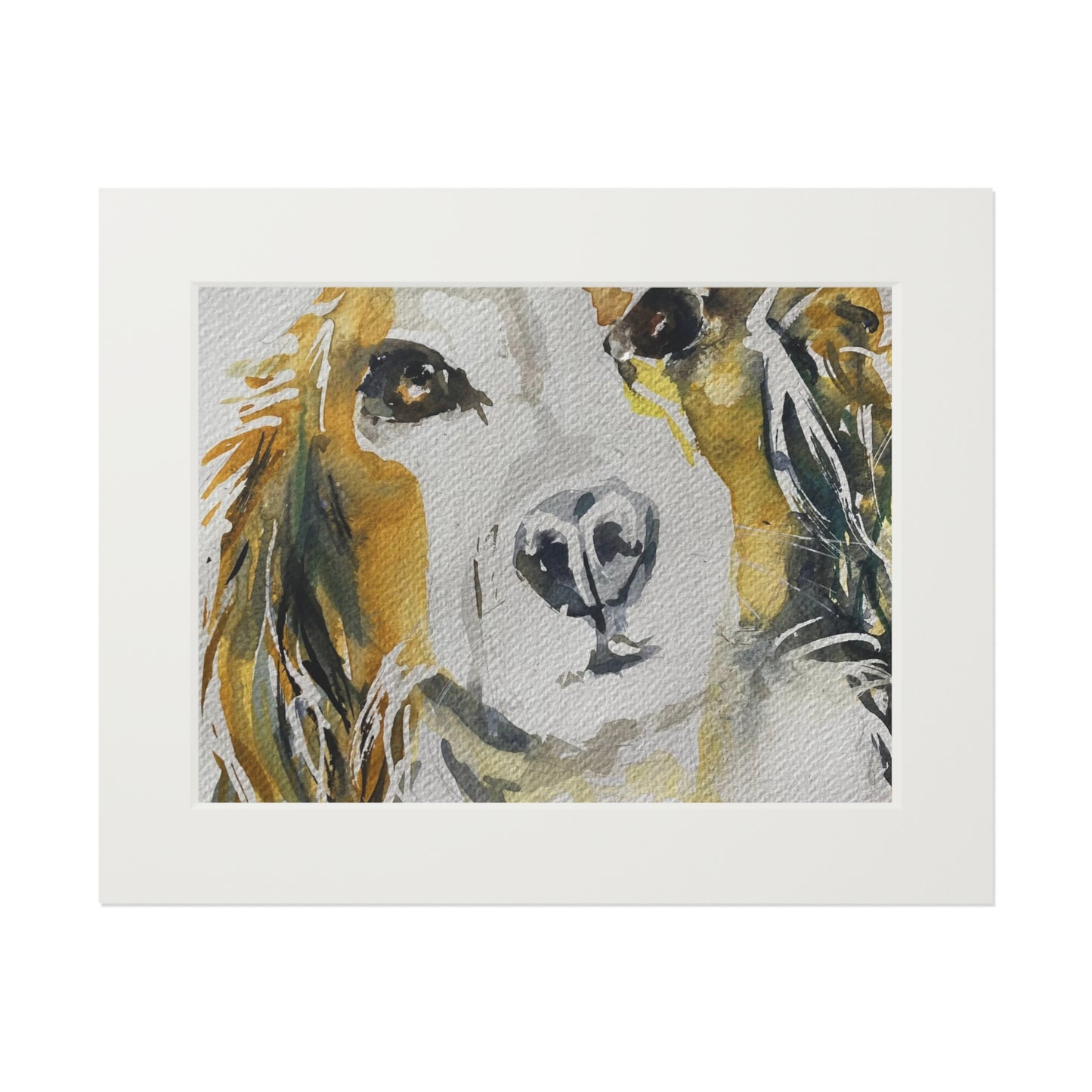 Dog protrait in water colour Fine Art Prints (Passepartout Paper Frame)