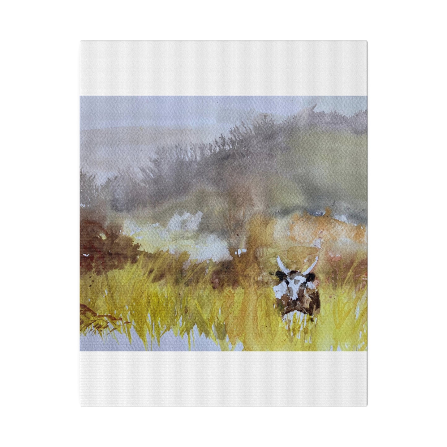 Autumn Landscape with a Tetford Longhorn Cow Matte Canvas, Stretched, 0.75"