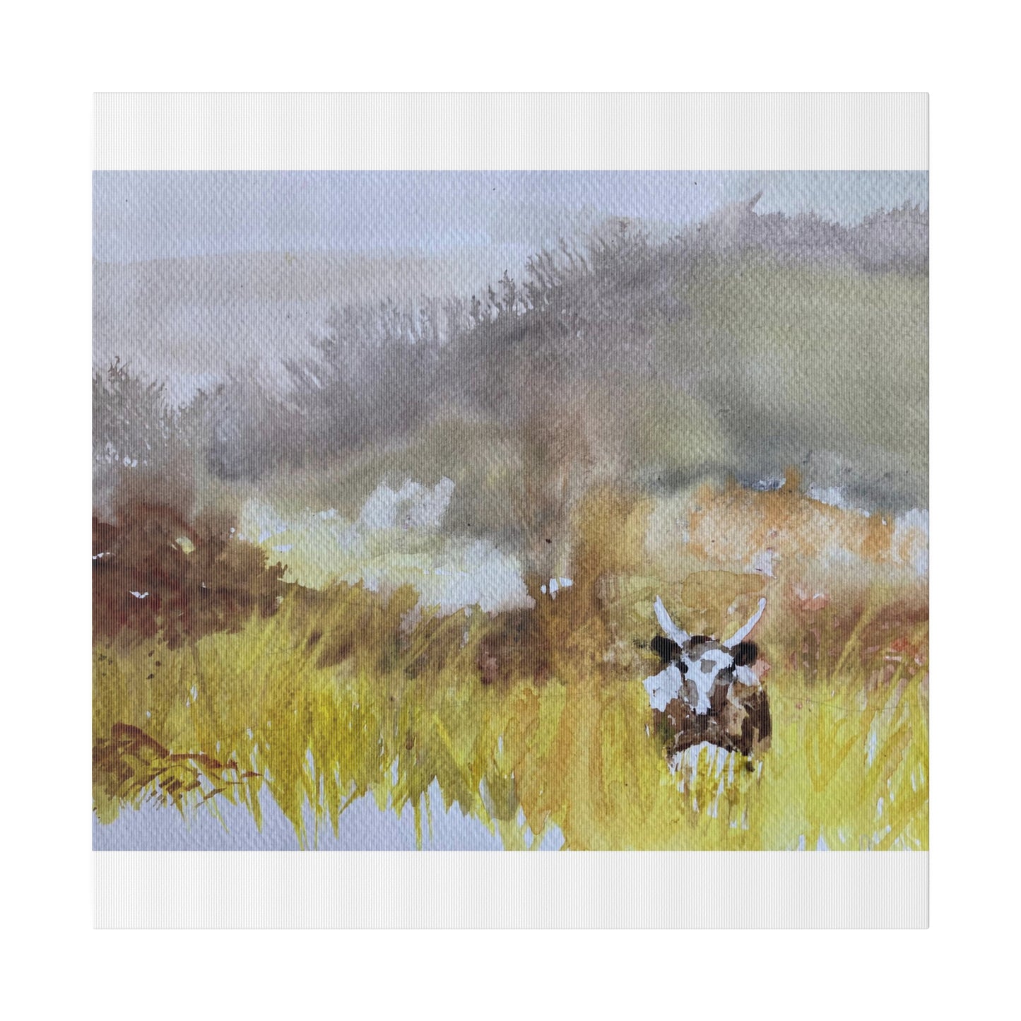 Autumn Landscape with a Tetford Longhorn Cow Matte Canvas, Stretched, 0.75"