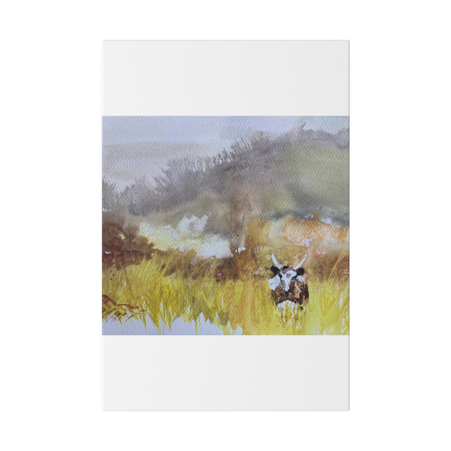 Autumn Landscape with a Tetford Longhorn Cow Matte Canvas, Stretched, 0.75"