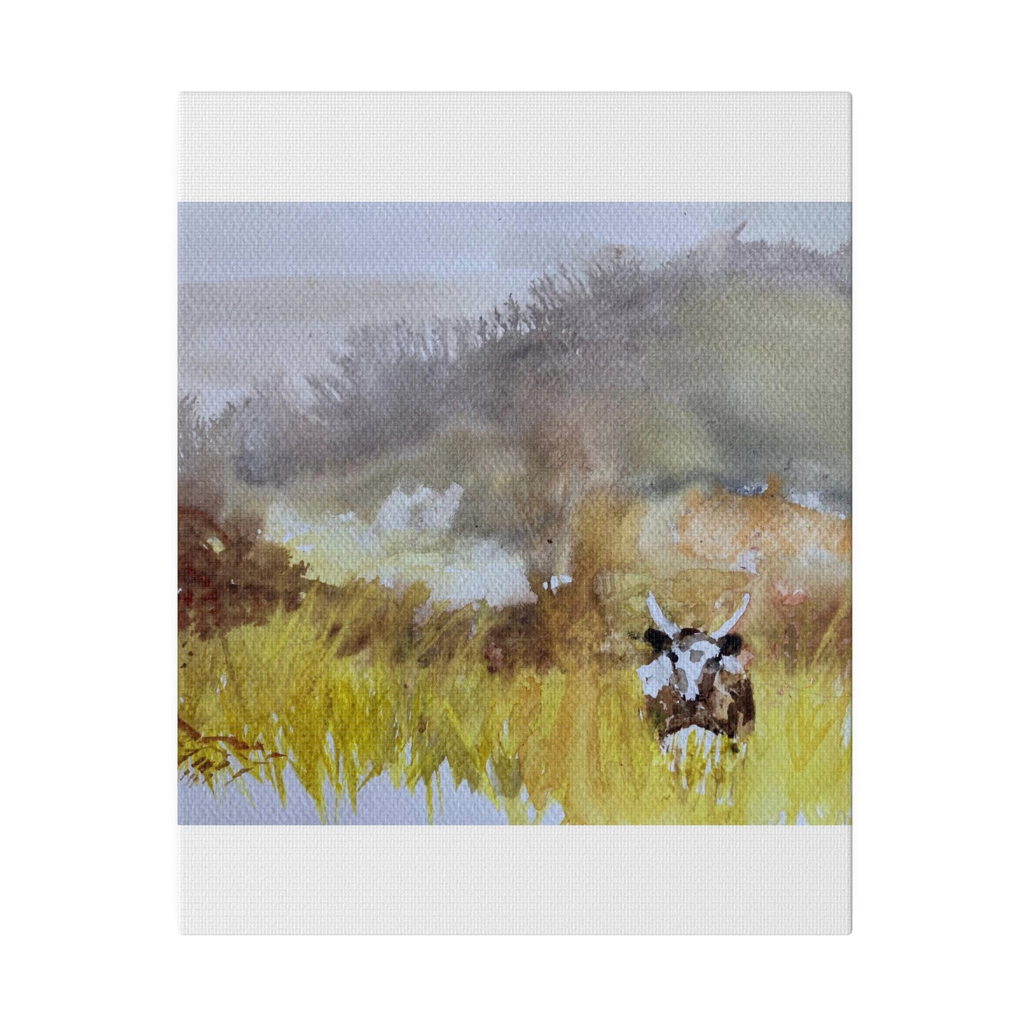 Autumn Landscape with a Tetford Longhorn Cow Matte Canvas, Stretched, 0.75"