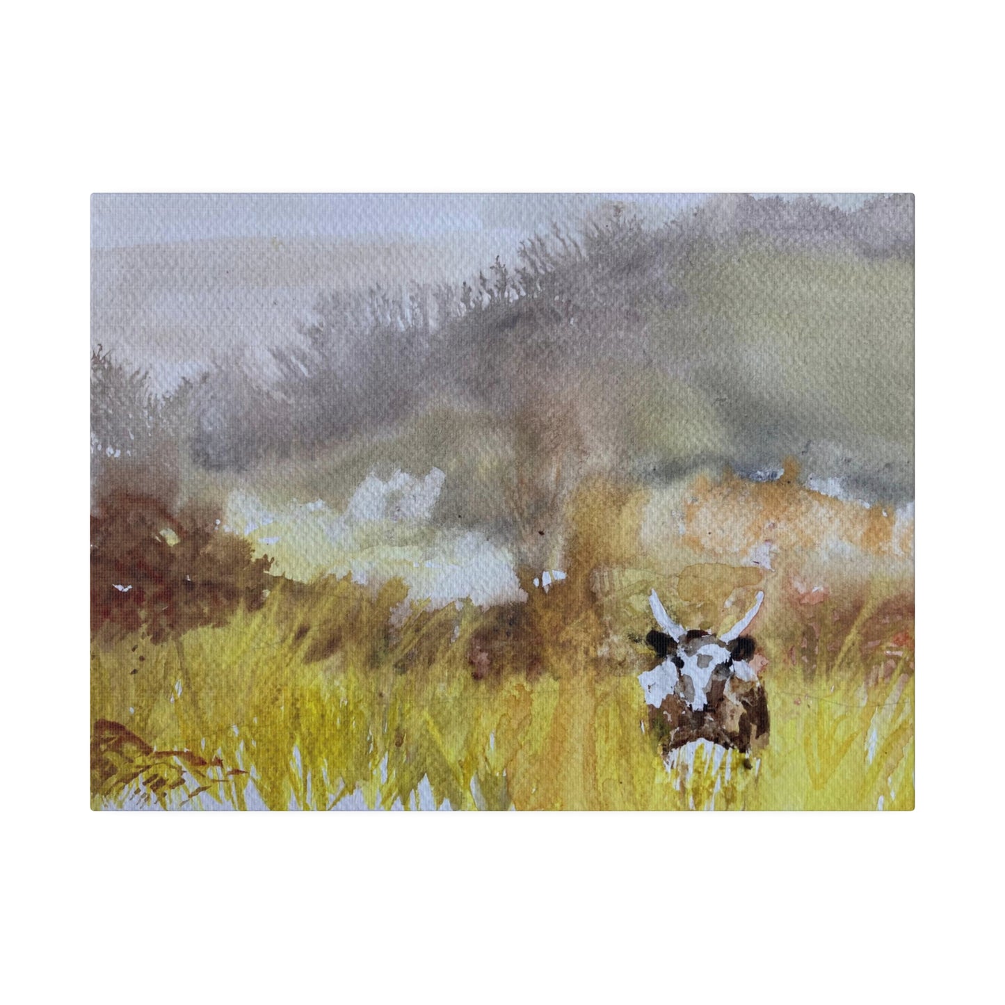 Autumn Landscape with a Tetford Longhorn Cow Matte Canvas, Stretched, 0.75"