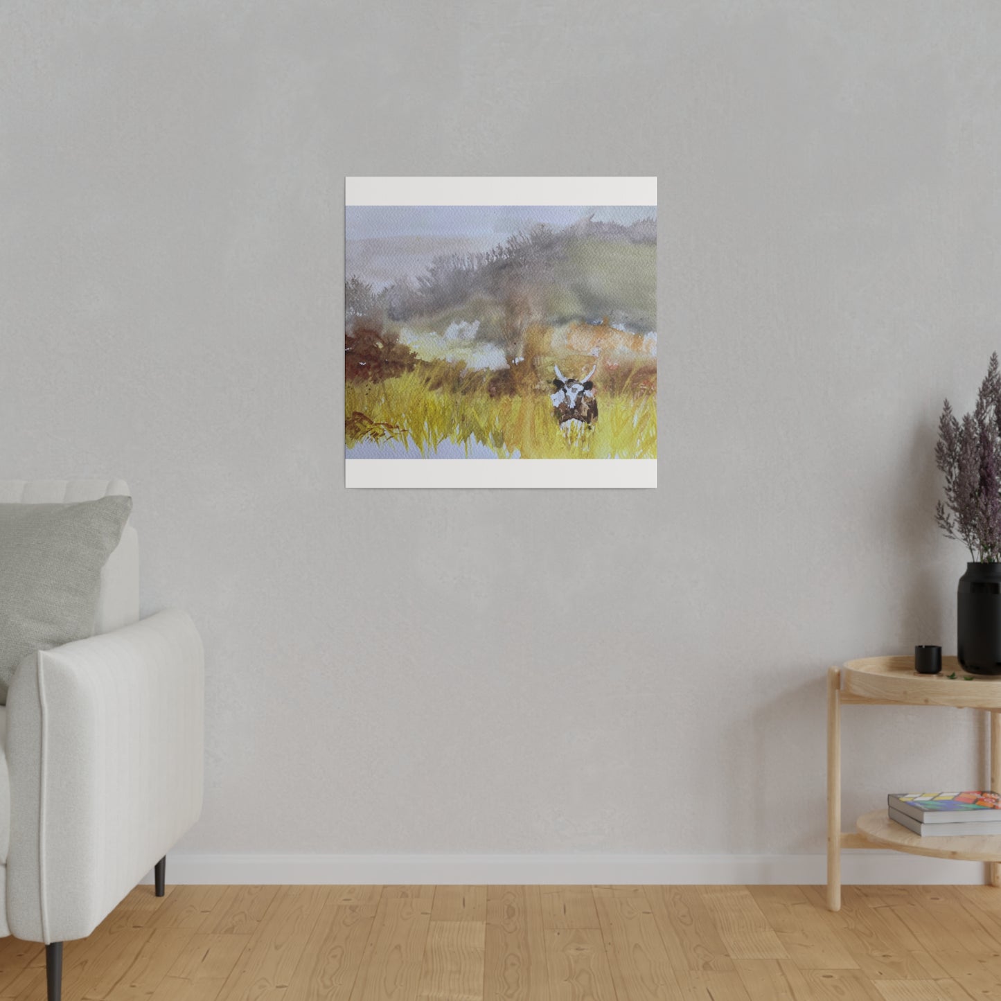 Autumn Landscape with a Tetford Longhorn Cow Matte Canvas, Stretched, 0.75"