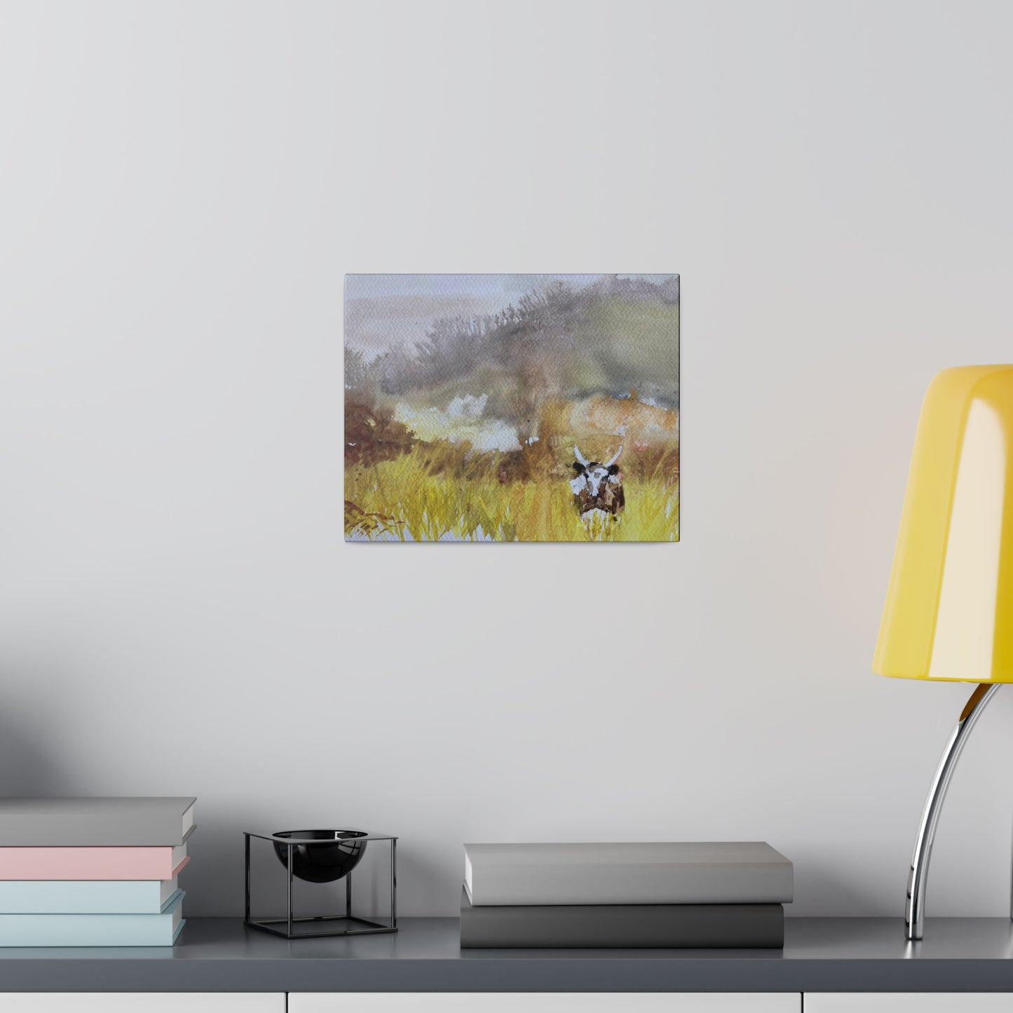 Autumn Landscape with a Tetford Longhorn Cow Matte Canvas, Stretched, 0.75"