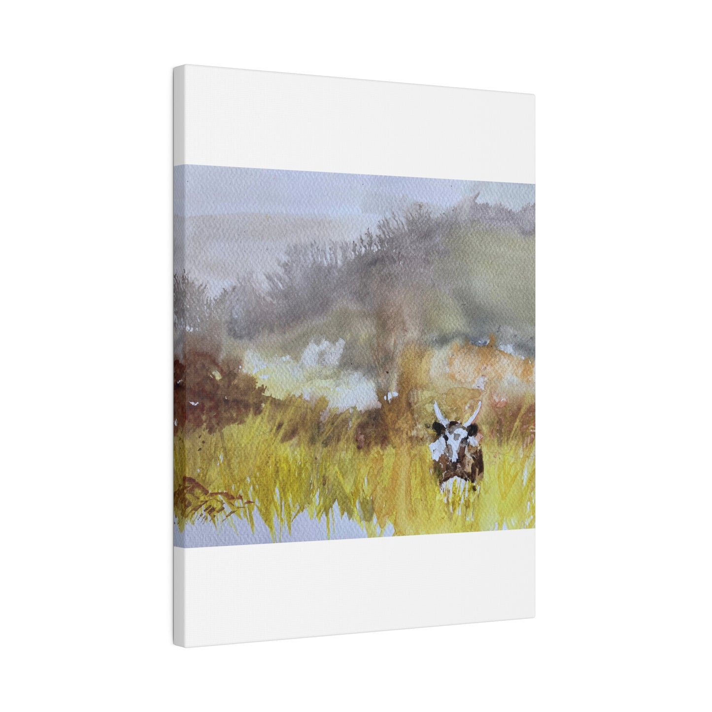 Autumn Landscape with a Tetford Longhorn Cow Matte Canvas, Stretched, 0.75"