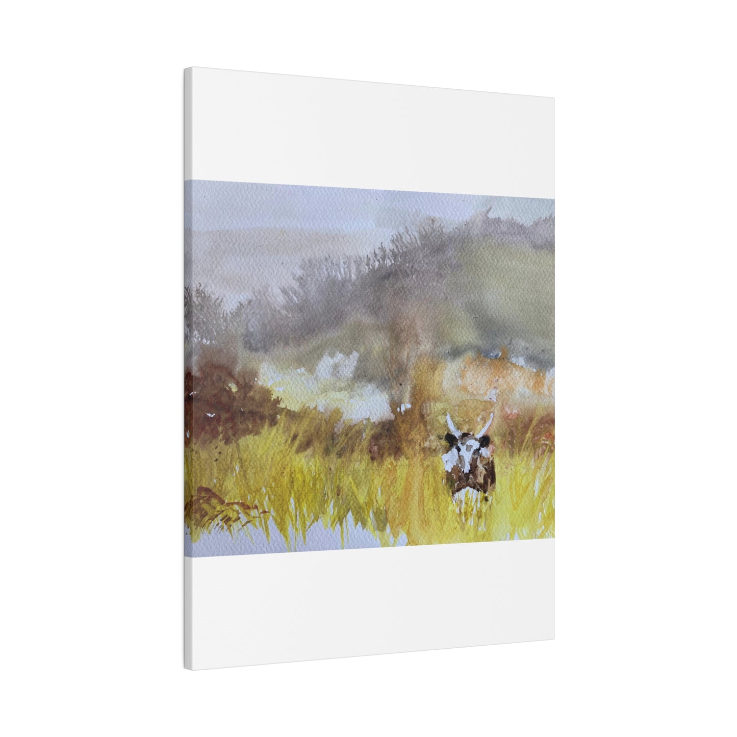 Autumn Landscape with a Tetford Longhorn Cow Matte Canvas, Stretched, 0.75"