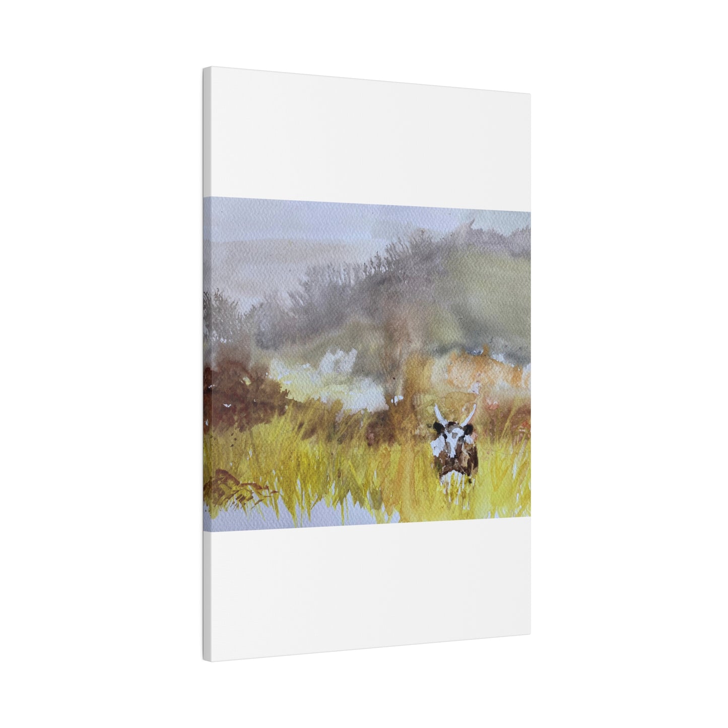 Autumn Landscape with a Tetford Longhorn Cow Matte Canvas, Stretched, 0.75"