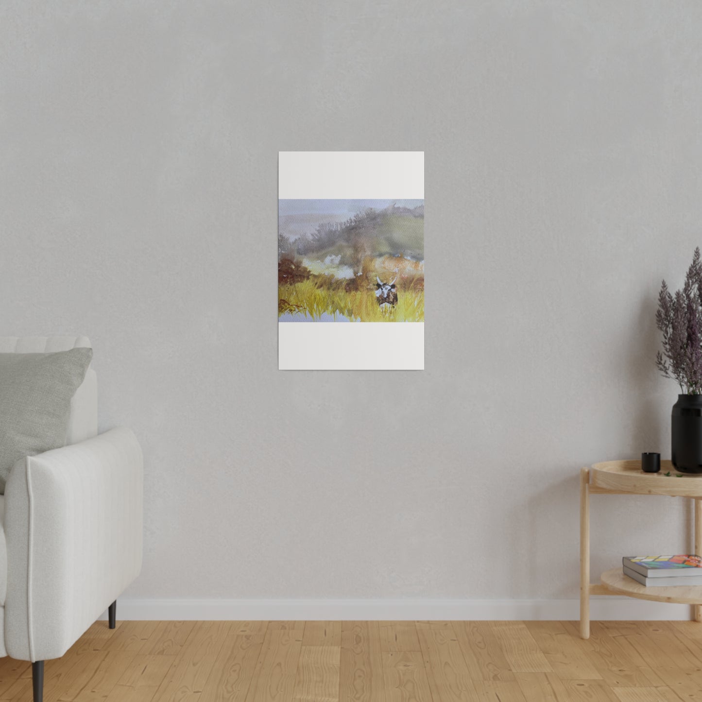 Autumn Landscape with a Tetford Longhorn Cow Matte Canvas, Stretched, 0.75"