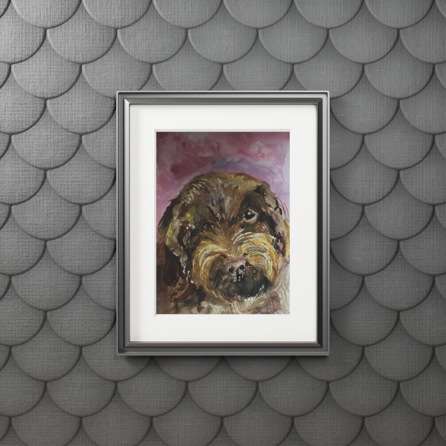 Dark tan Cockapoo dog  Fine Art Prints (Passepartout Paper Frame)