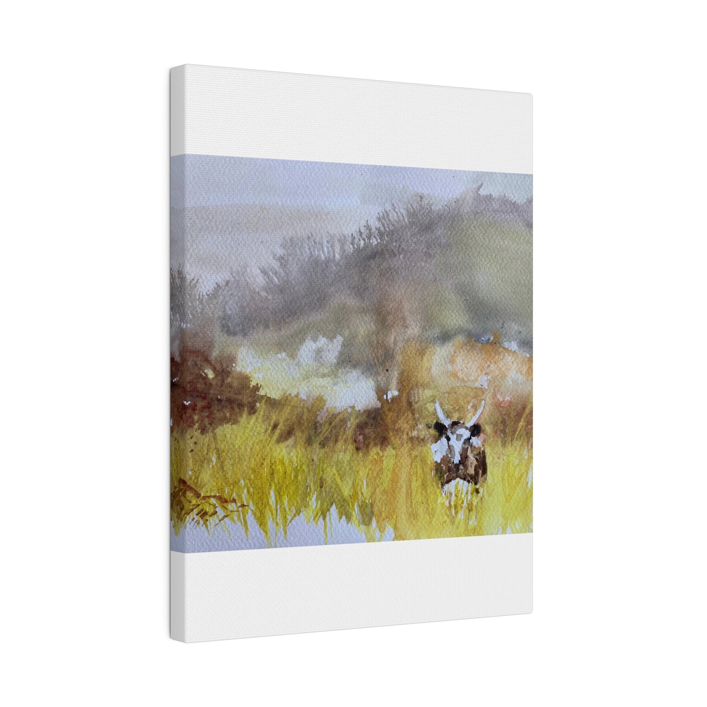 Autumn Landscape with a Tetford Longhorn Cow Matte Canvas, Stretched, 0.75"