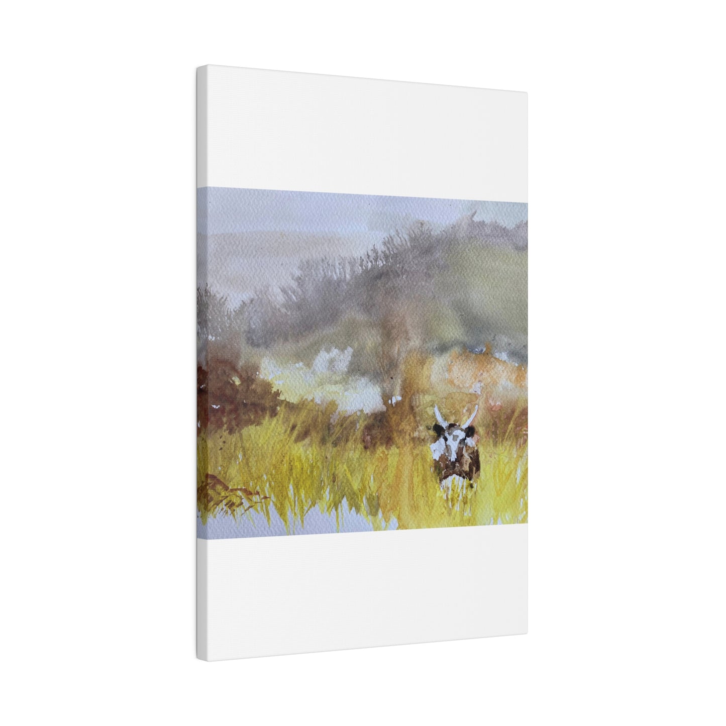 Autumn Landscape with a Tetford Longhorn Cow Matte Canvas, Stretched, 0.75"