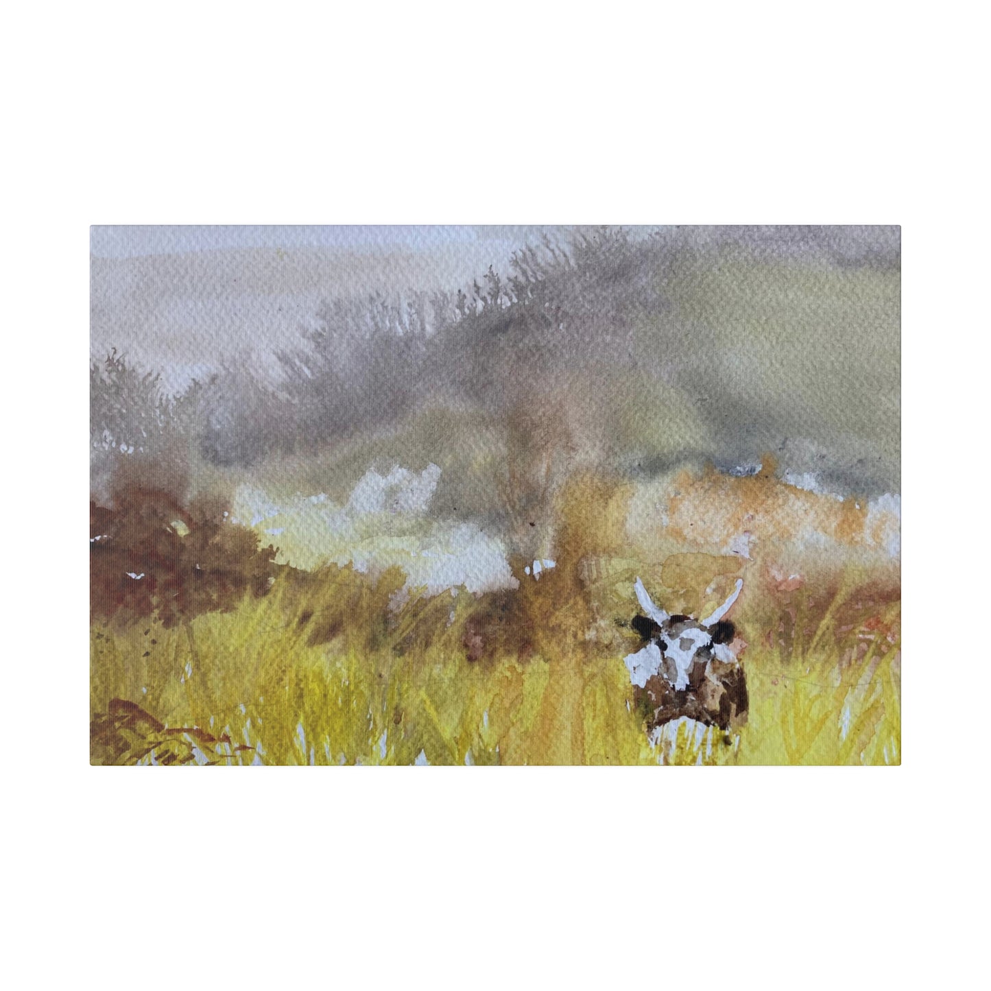 Autumn Landscape with a Tetford Longhorn Cow Matte Canvas, Stretched, 0.75"