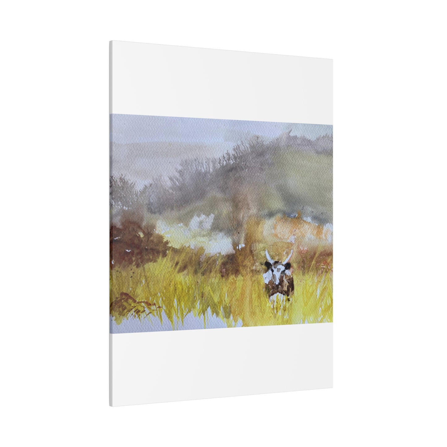 Autumn Landscape with a Tetford Longhorn Cow Matte Canvas, Stretched, 0.75"