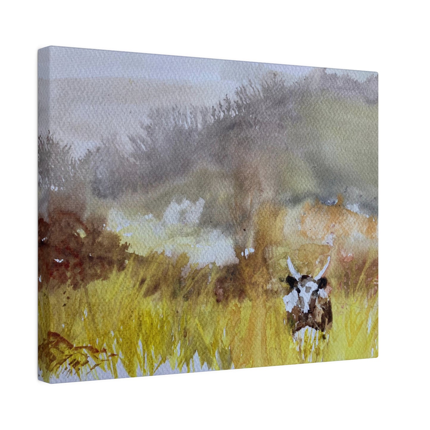 Autumn Landscape with a Tetford Longhorn Cow Matte Canvas, Stretched, 0.75"