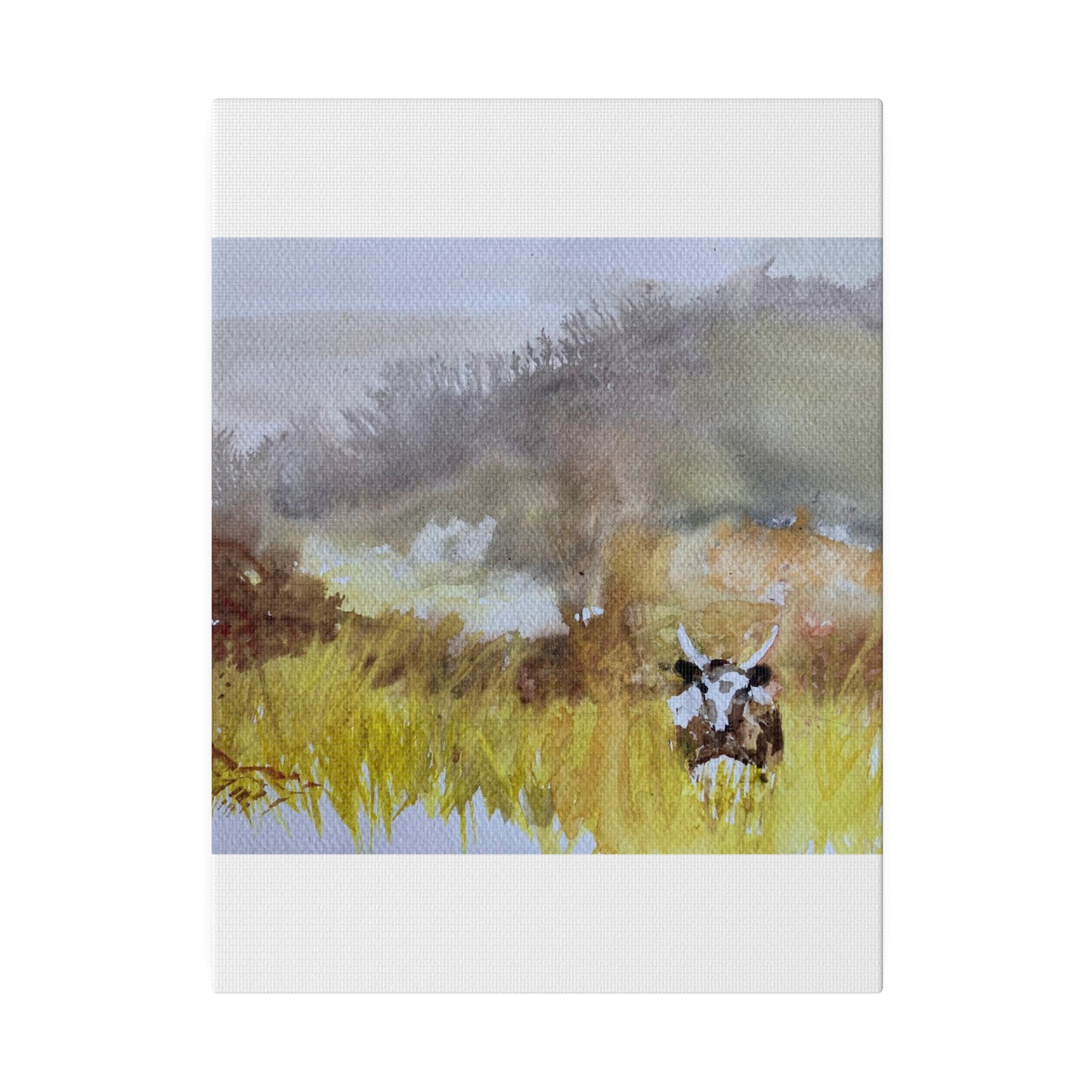 Autumn Landscape with a Tetford Longhorn Cow Matte Canvas, Stretched, 0.75"