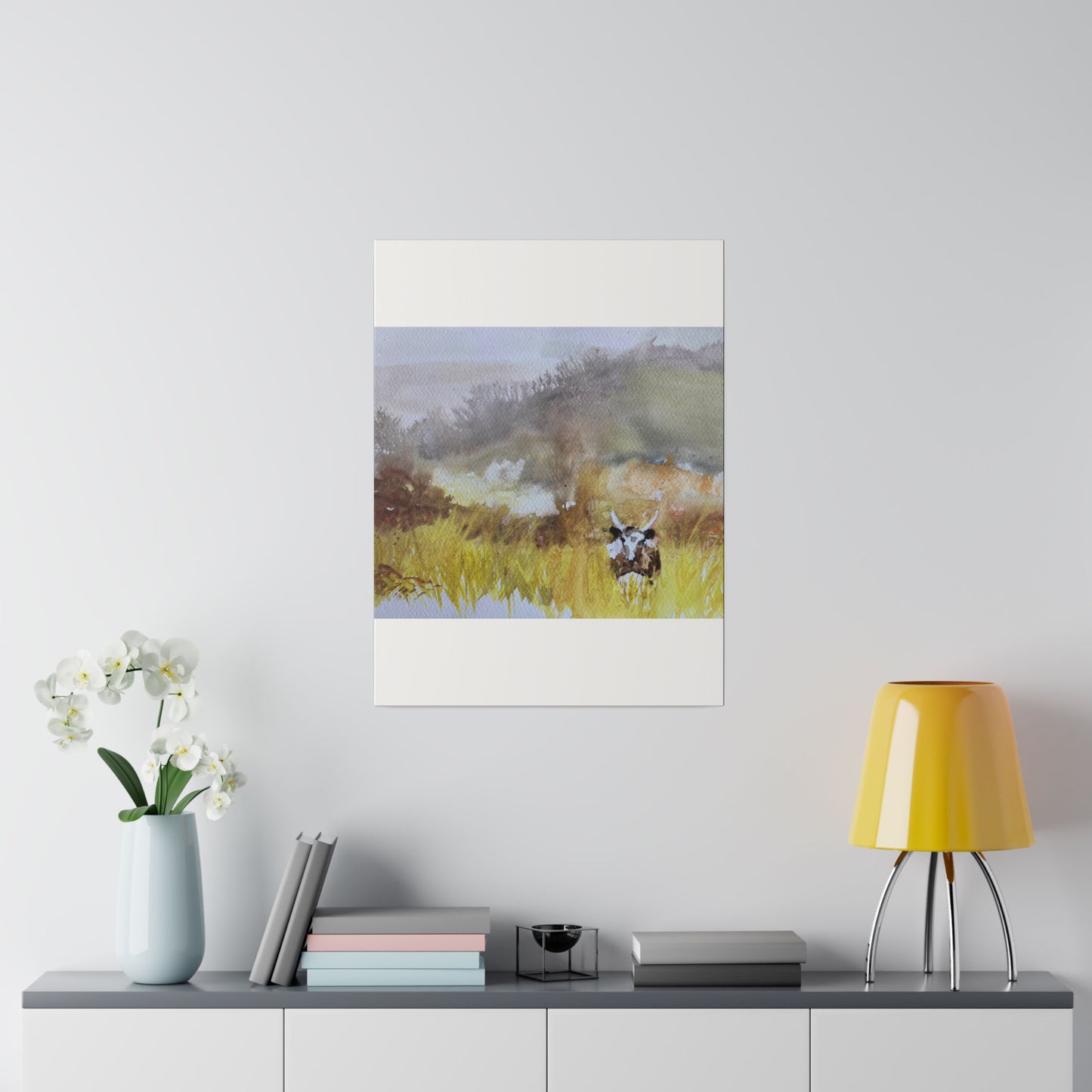 Autumn Landscape with a Tetford Longhorn Cow Matte Canvas, Stretched, 0.75"