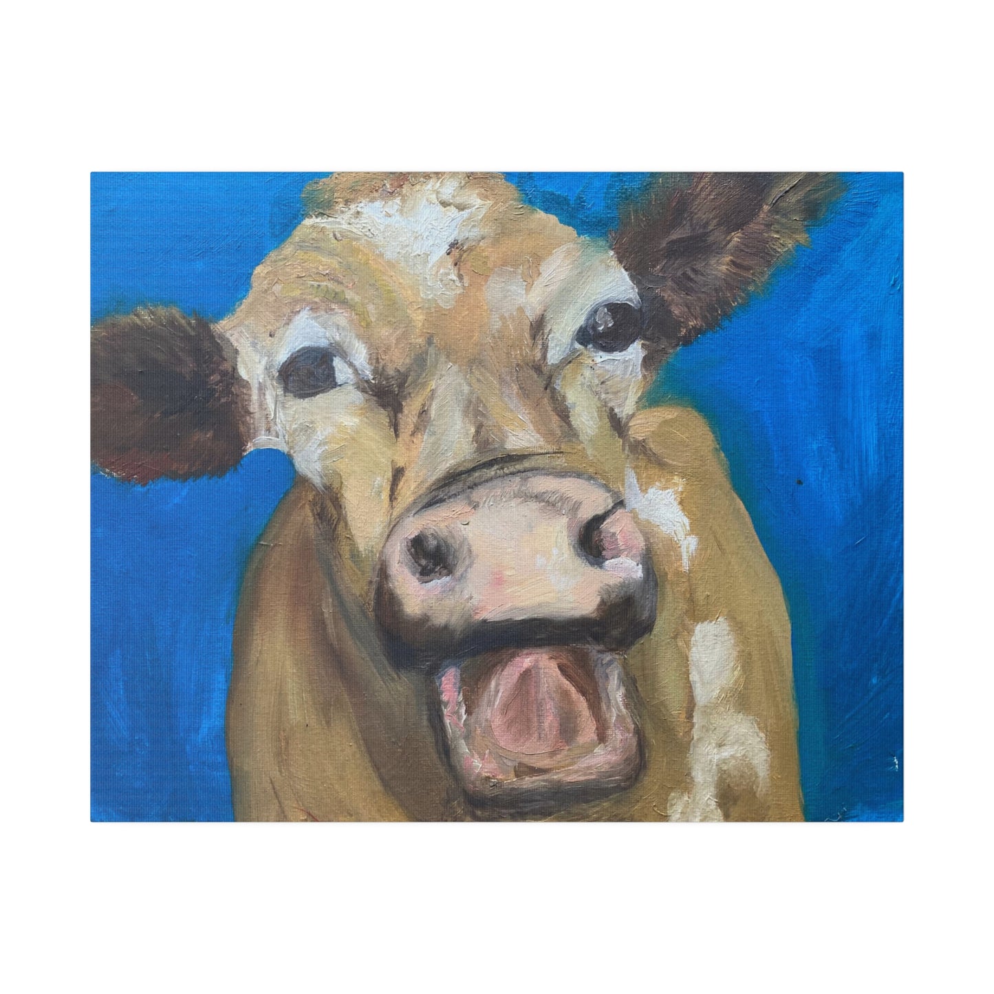 Happy Cow     Oil painting print Matte Canvas, Stretched, 0.75"