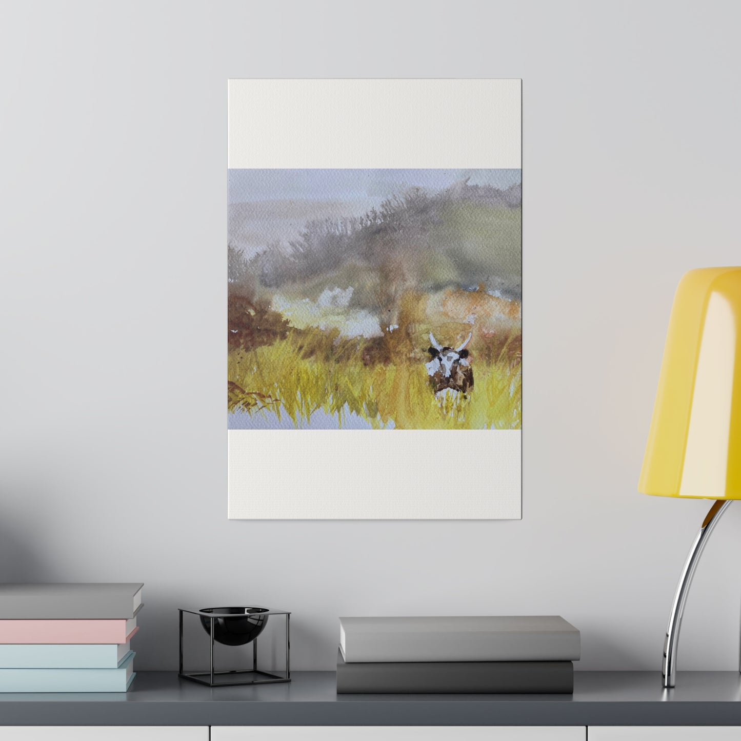 Autumn Landscape with a Tetford Longhorn Cow Matte Canvas, Stretched, 0.75"