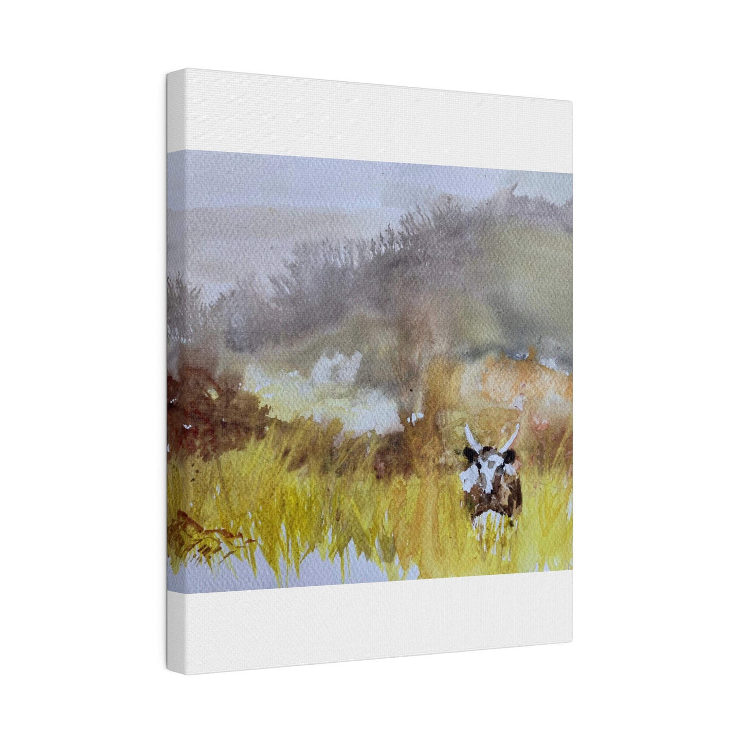 Autumn Landscape with a Tetford Longhorn Cow Matte Canvas, Stretched, 0.75"