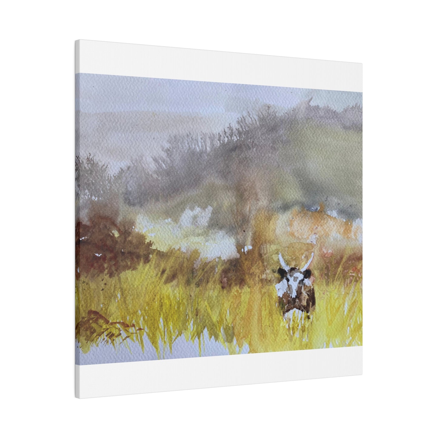 Autumn Landscape with a Tetford Longhorn Cow Matte Canvas, Stretched, 0.75"