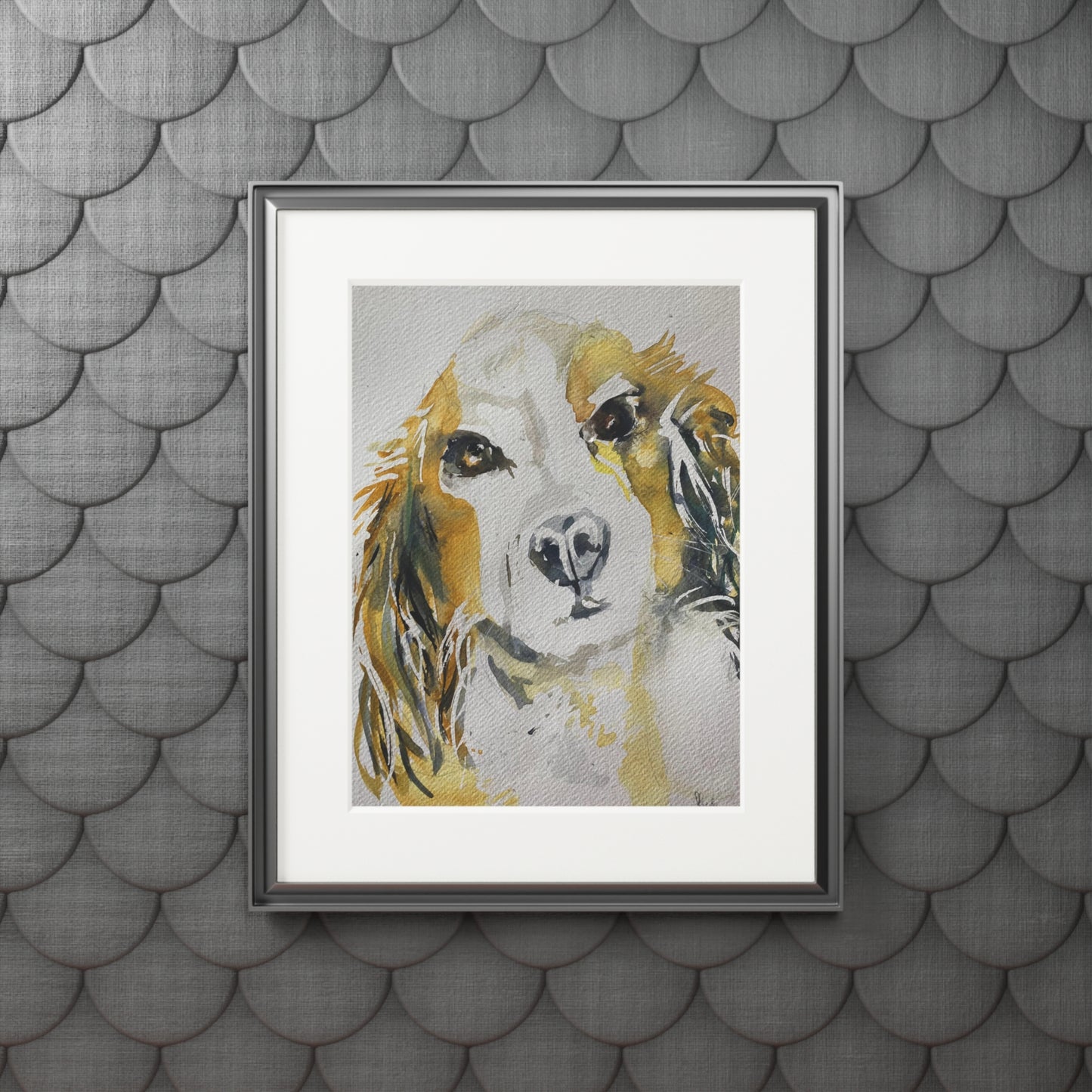 Dog protrait in water colour Fine Art Prints (Passepartout Paper Frame)