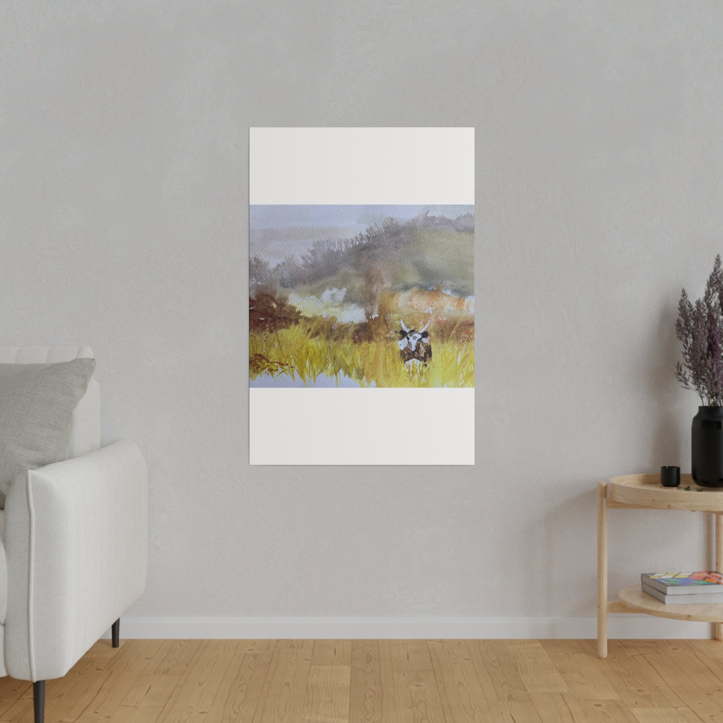 Autumn Landscape with a Tetford Longhorn Cow Matte Canvas, Stretched, 0.75"