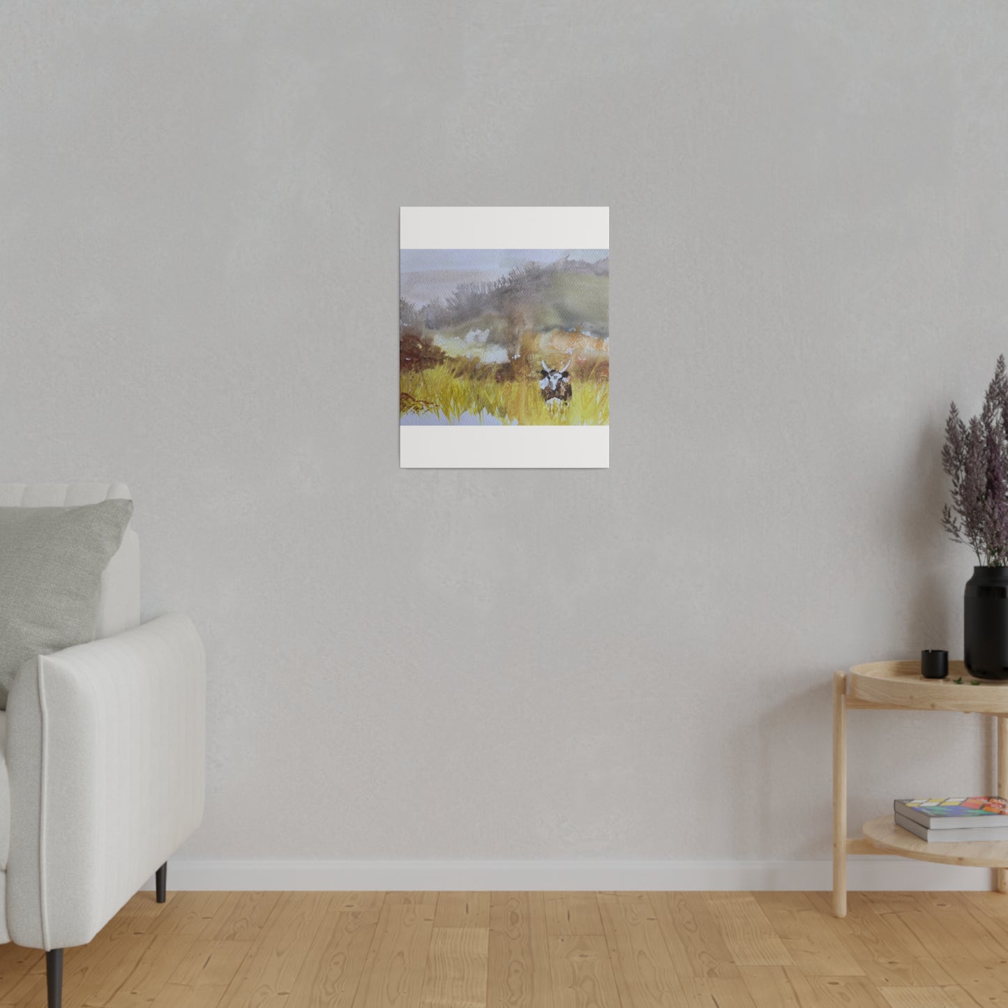 Autumn Landscape with a Tetford Longhorn Cow Matte Canvas, Stretched, 0.75"