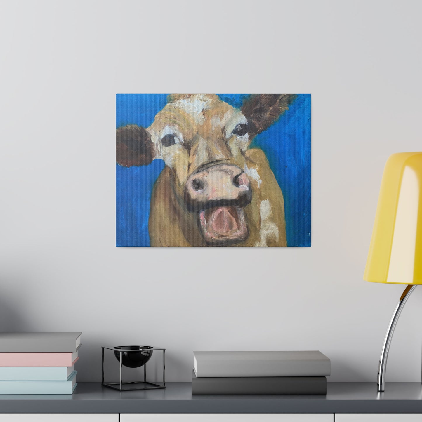 Happy Cow     Oil painting print Matte Canvas, Stretched, 0.75"