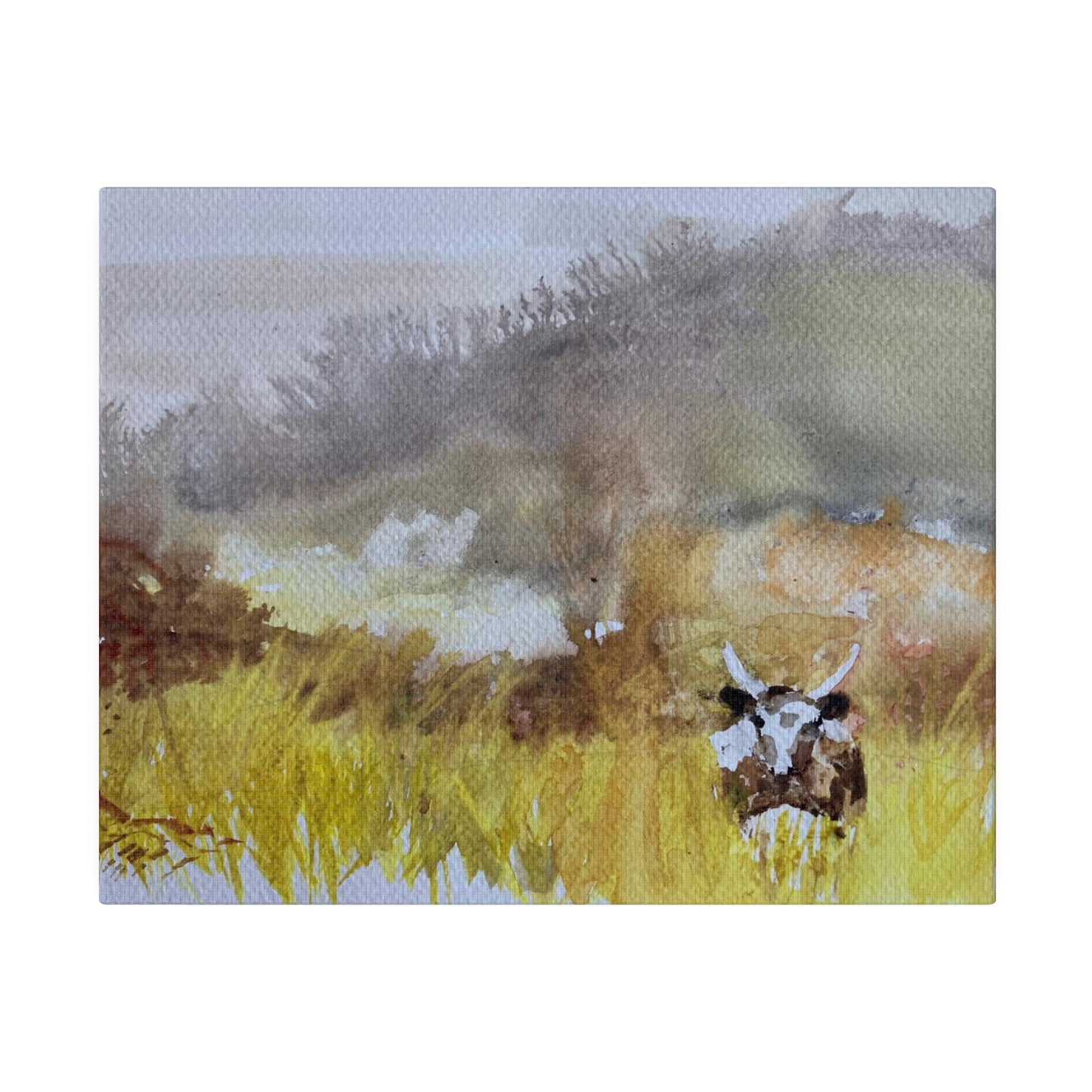 Autumn Landscape with a Tetford Longhorn Cow Matte Canvas, Stretched, 0.75"