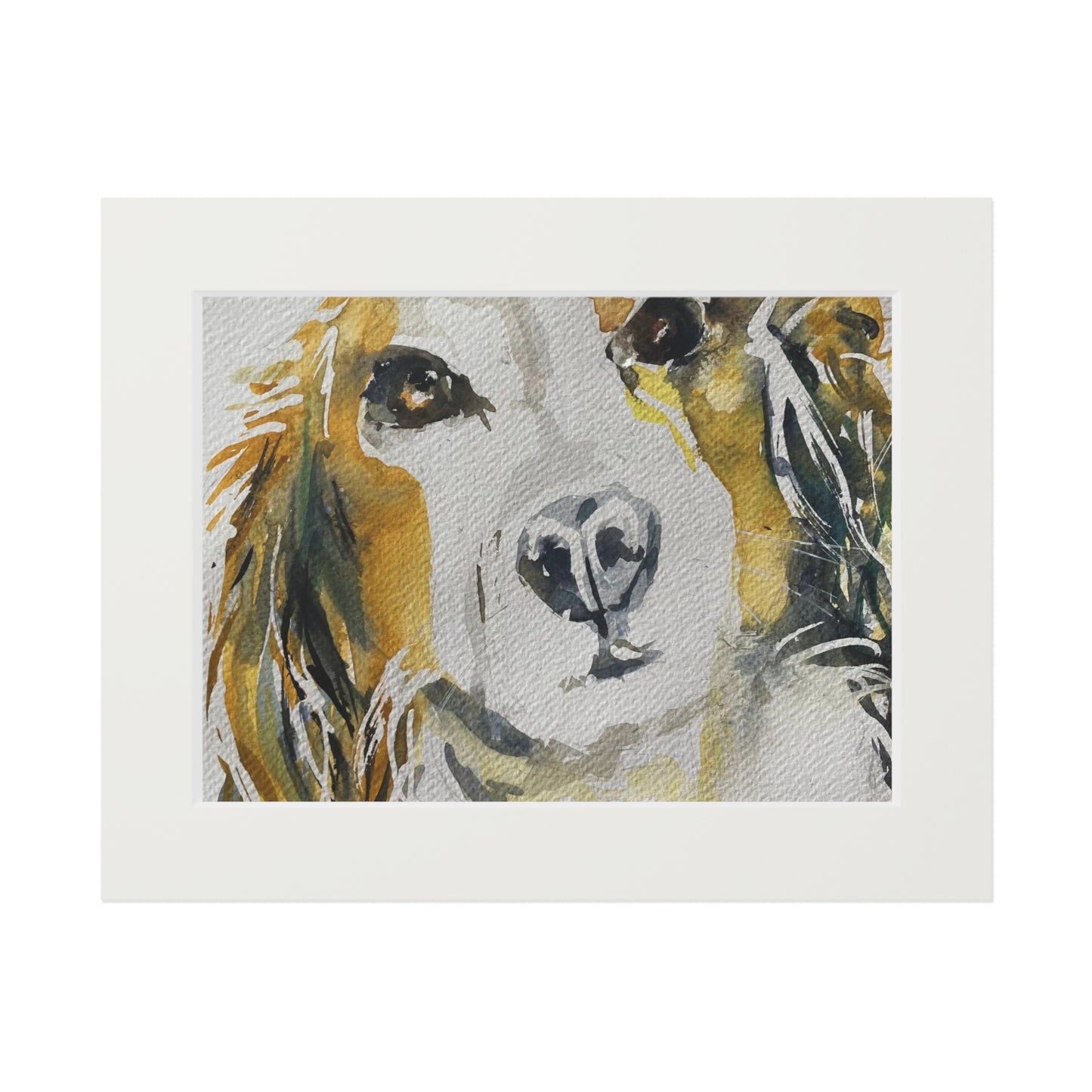 Dog protrait in water colour Fine Art Prints (Passepartout Paper Frame)