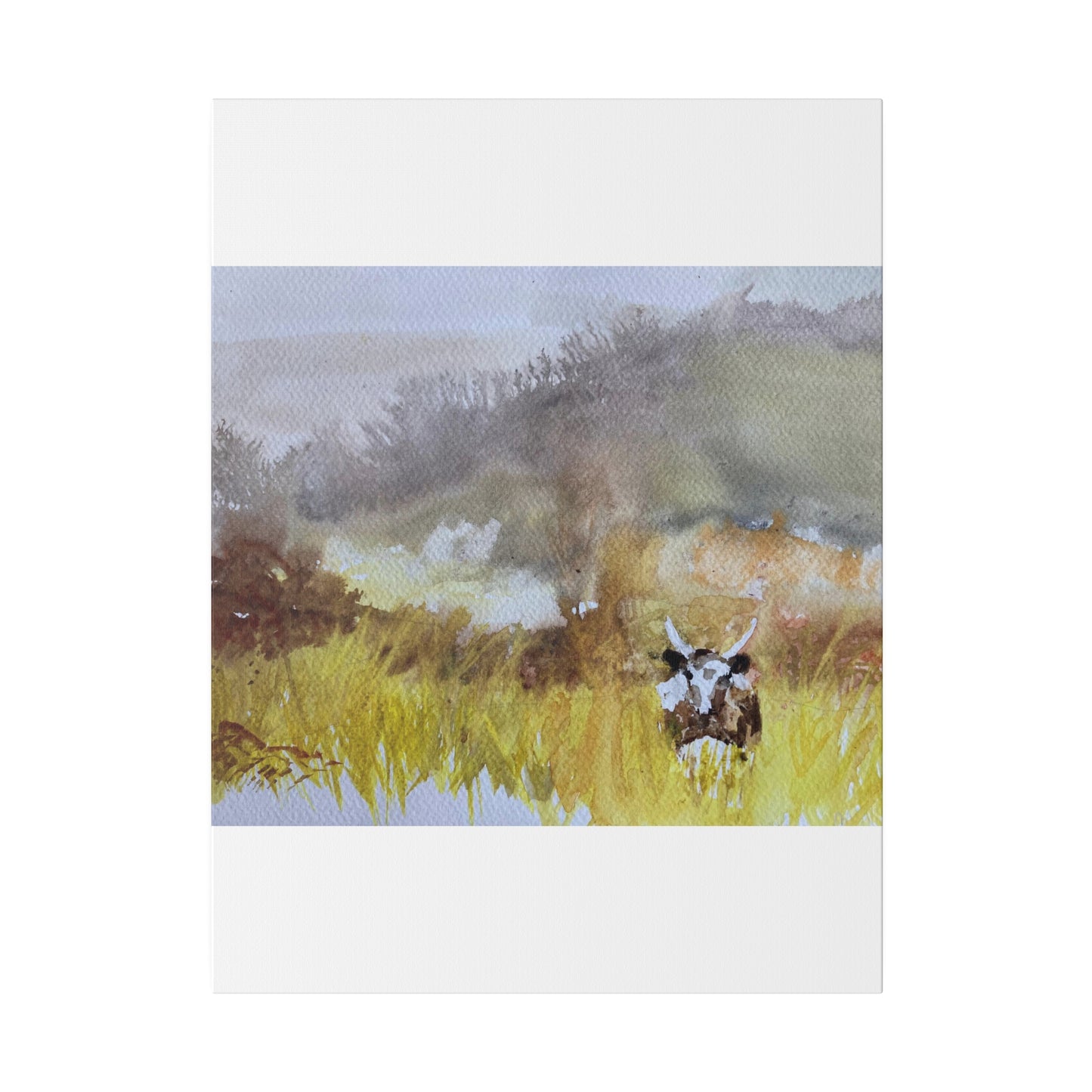 Autumn Landscape with a Tetford Longhorn Cow Matte Canvas, Stretched, 0.75"