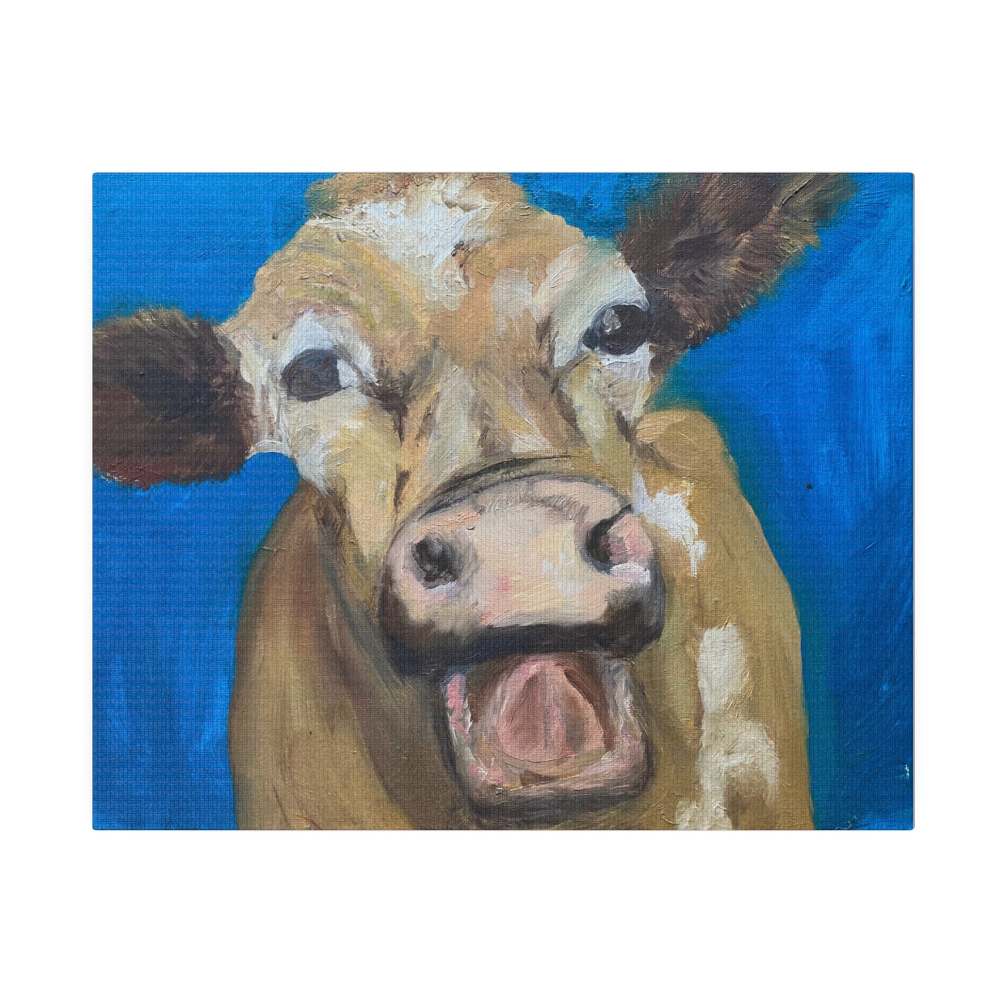 Happy Cow     Oil painting print Matte Canvas, Stretched, 0.75"