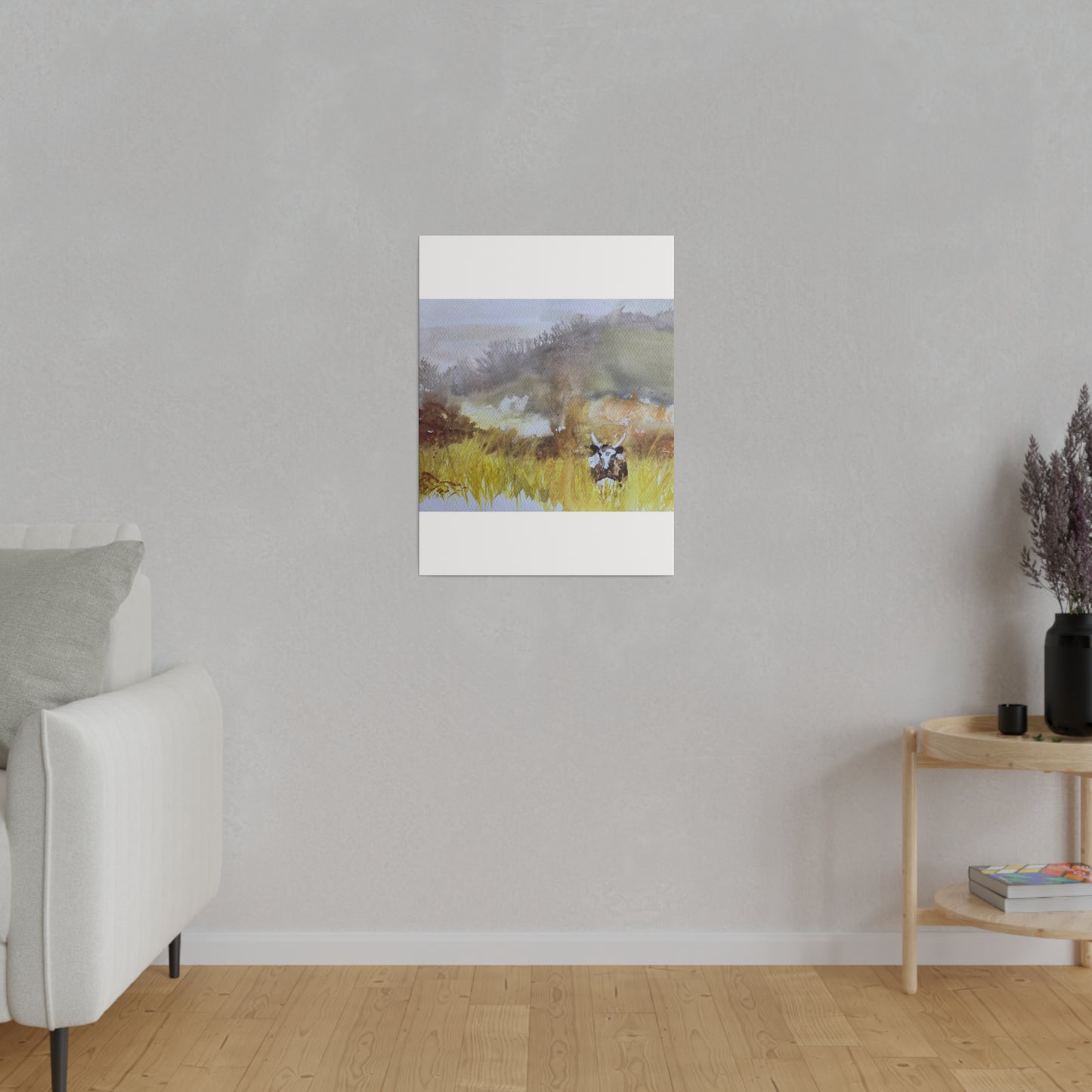 Autumn Landscape with a Tetford Longhorn Cow Matte Canvas, Stretched, 0.75"