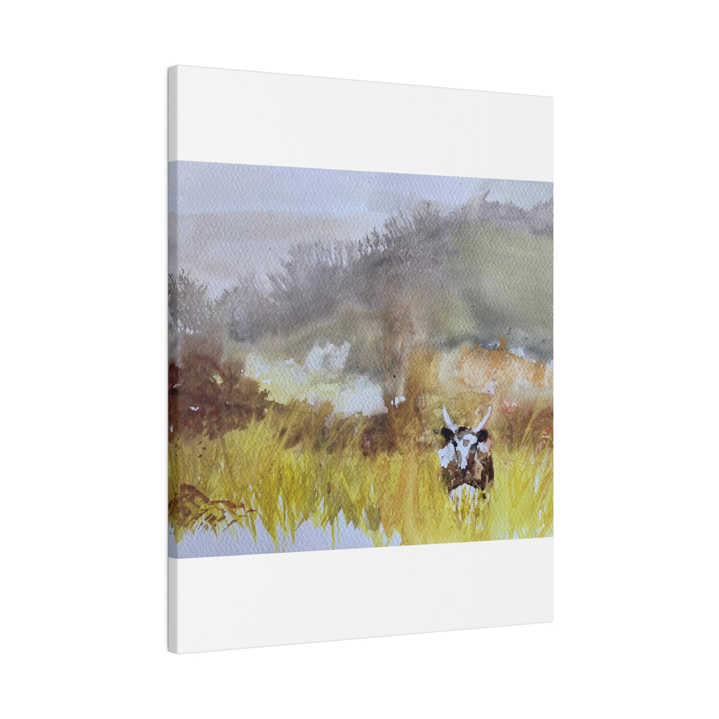 Autumn Landscape with a Tetford Longhorn Cow Matte Canvas, Stretched, 0.75"