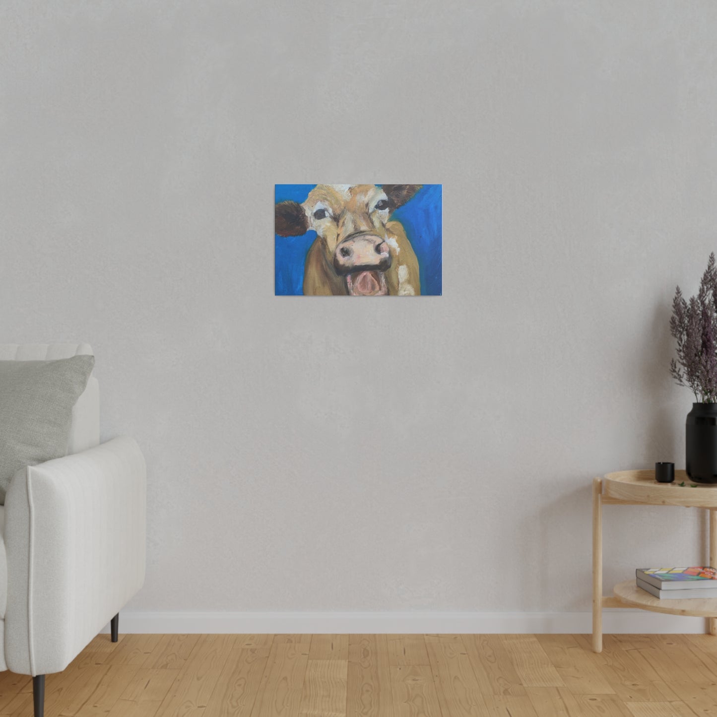 Happy Cow     Oil painting print Matte Canvas, Stretched, 0.75"