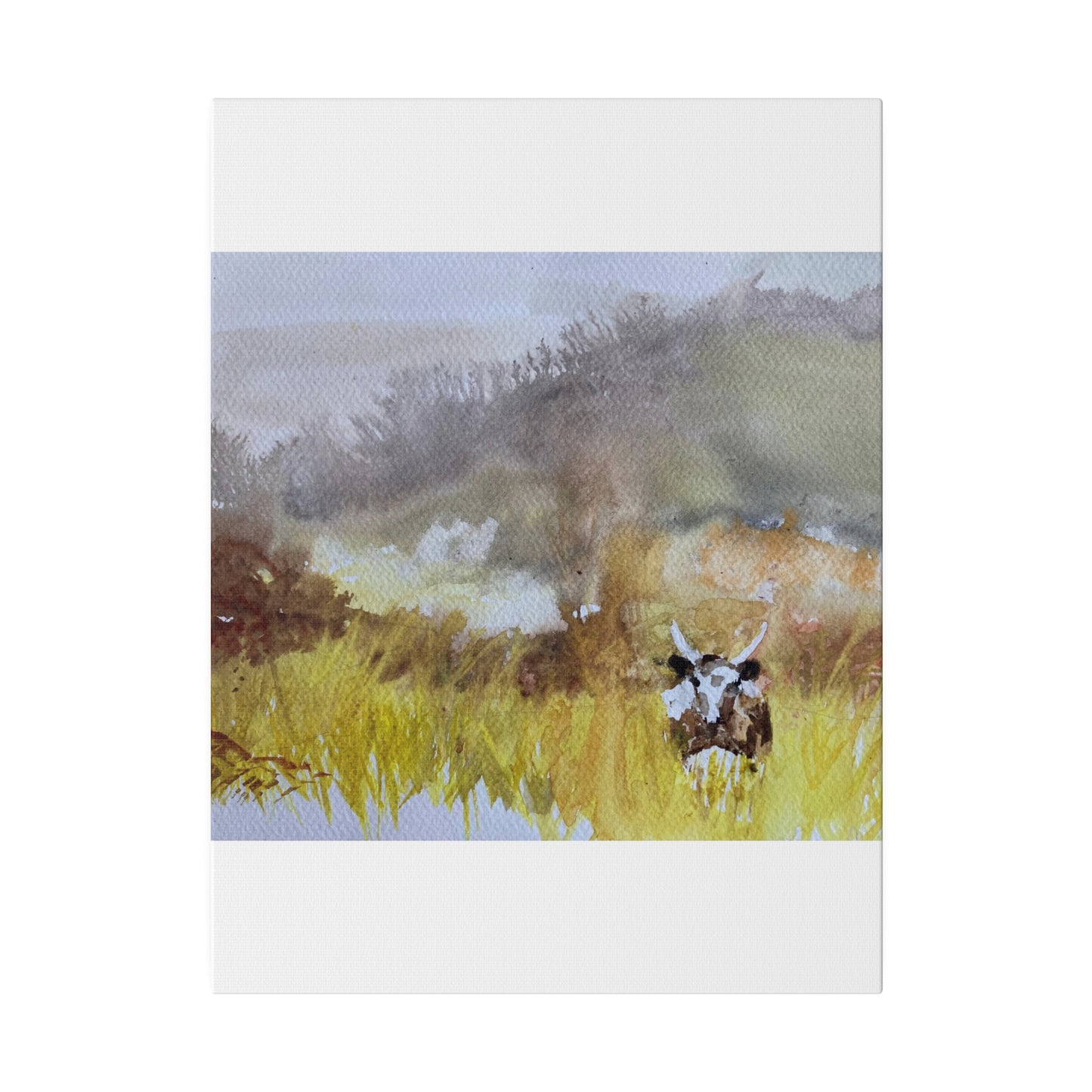 Autumn Landscape with a Tetford Longhorn Cow Matte Canvas, Stretched, 0.75"