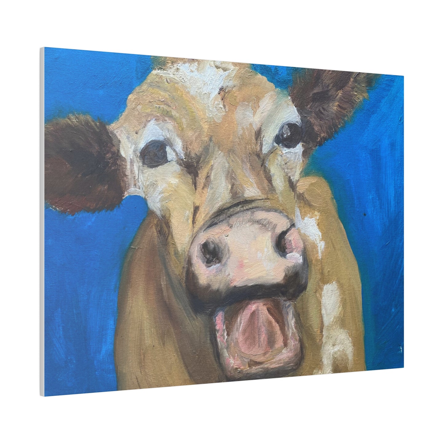 Happy Cow     Oil painting print Matte Canvas, Stretched, 0.75"