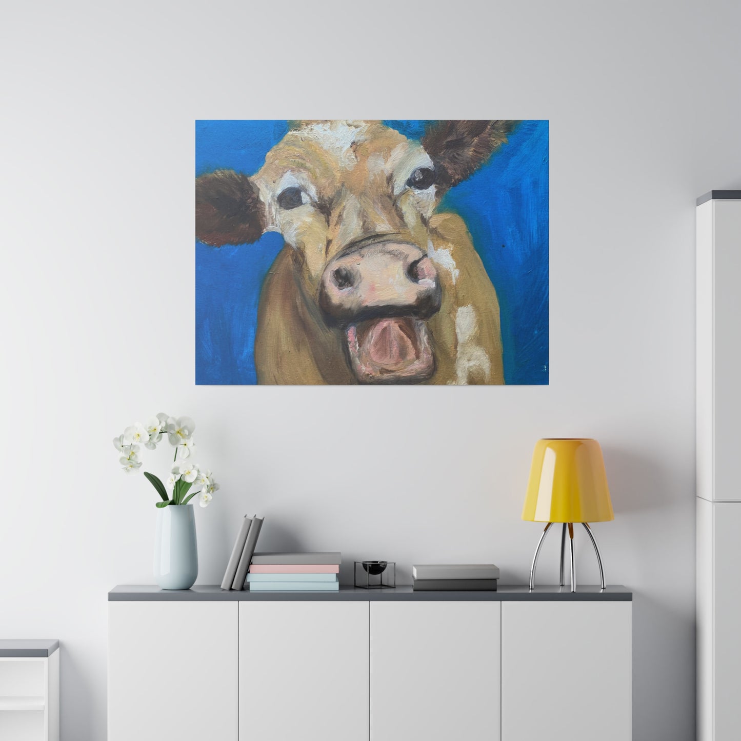 Happy Cow     Oil painting print Matte Canvas, Stretched, 0.75"