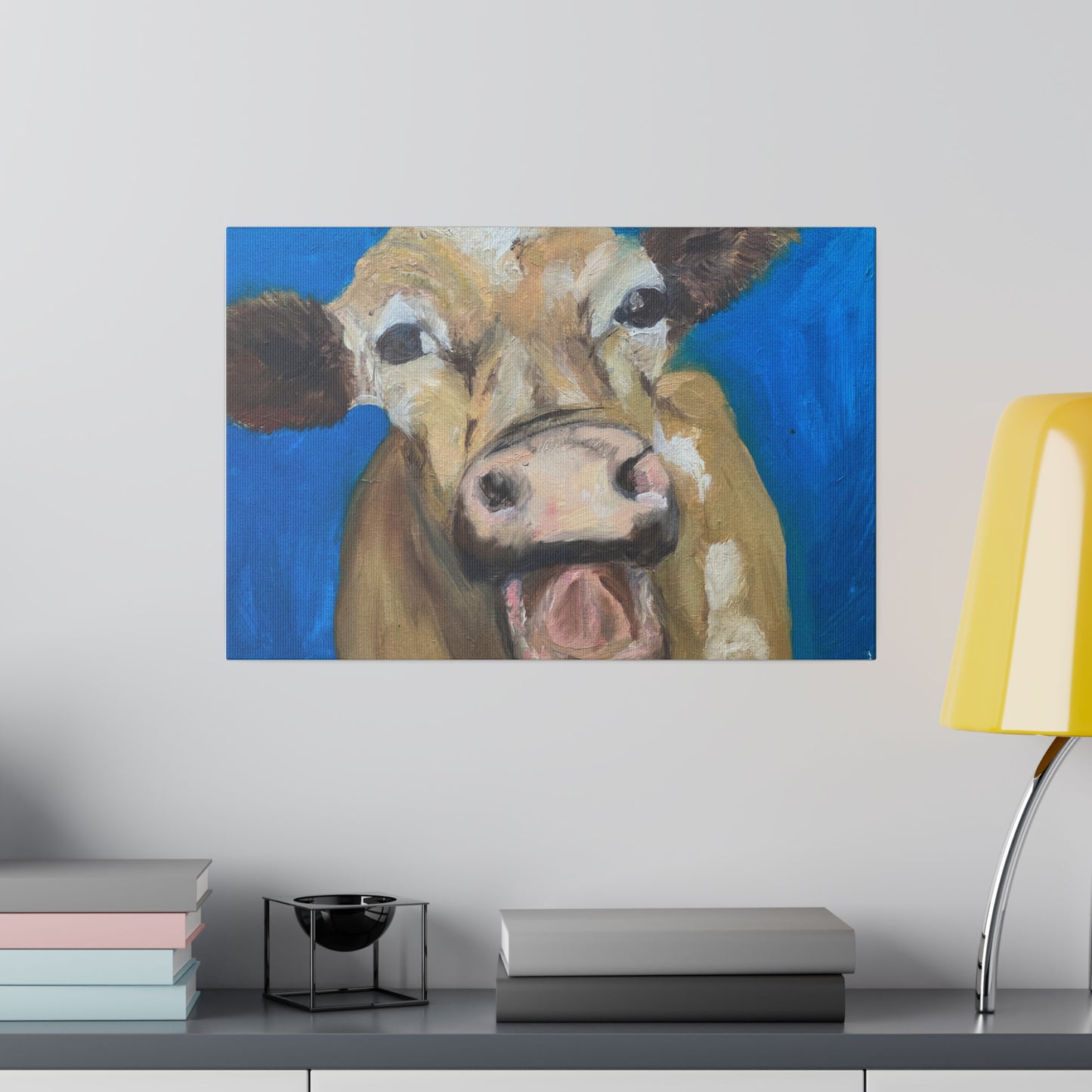 Happy Cow     Oil painting print Matte Canvas, Stretched, 0.75"