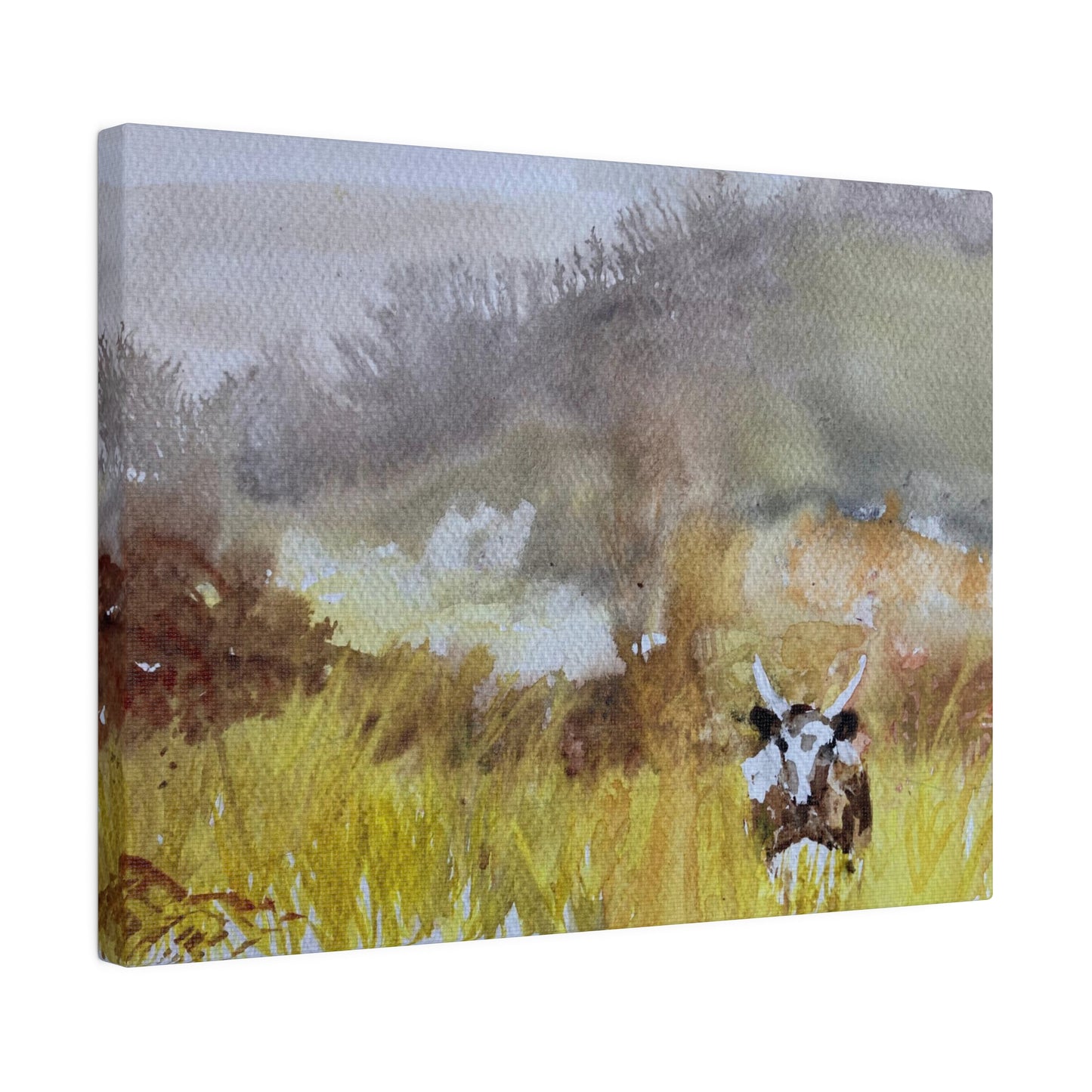 Autumn Landscape with a Tetford Longhorn Cow Matte Canvas, Stretched, 0.75"